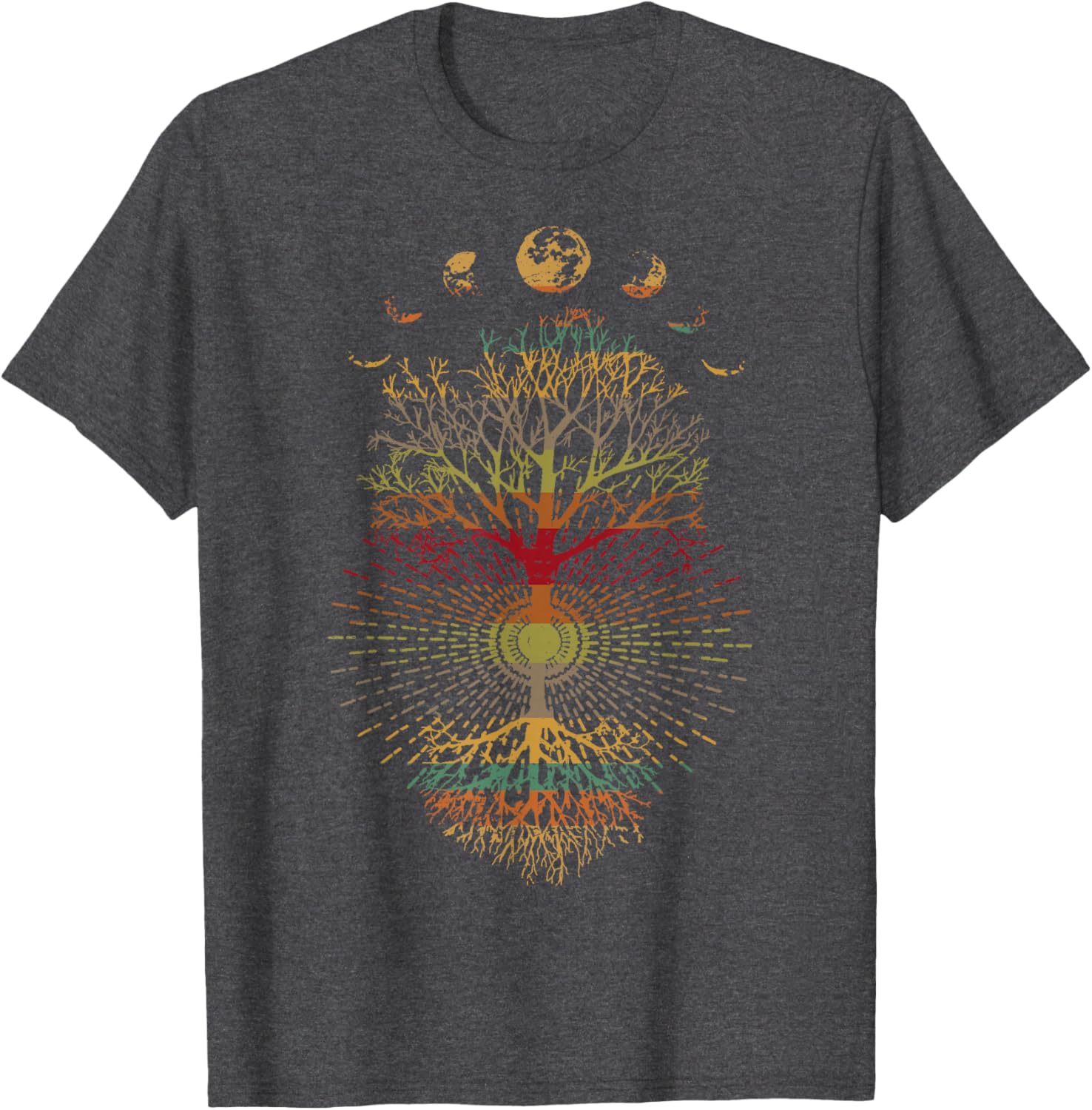 Phases of the Moon Retro Tree of Life T-Shirt 60s 70s Vibe - 3