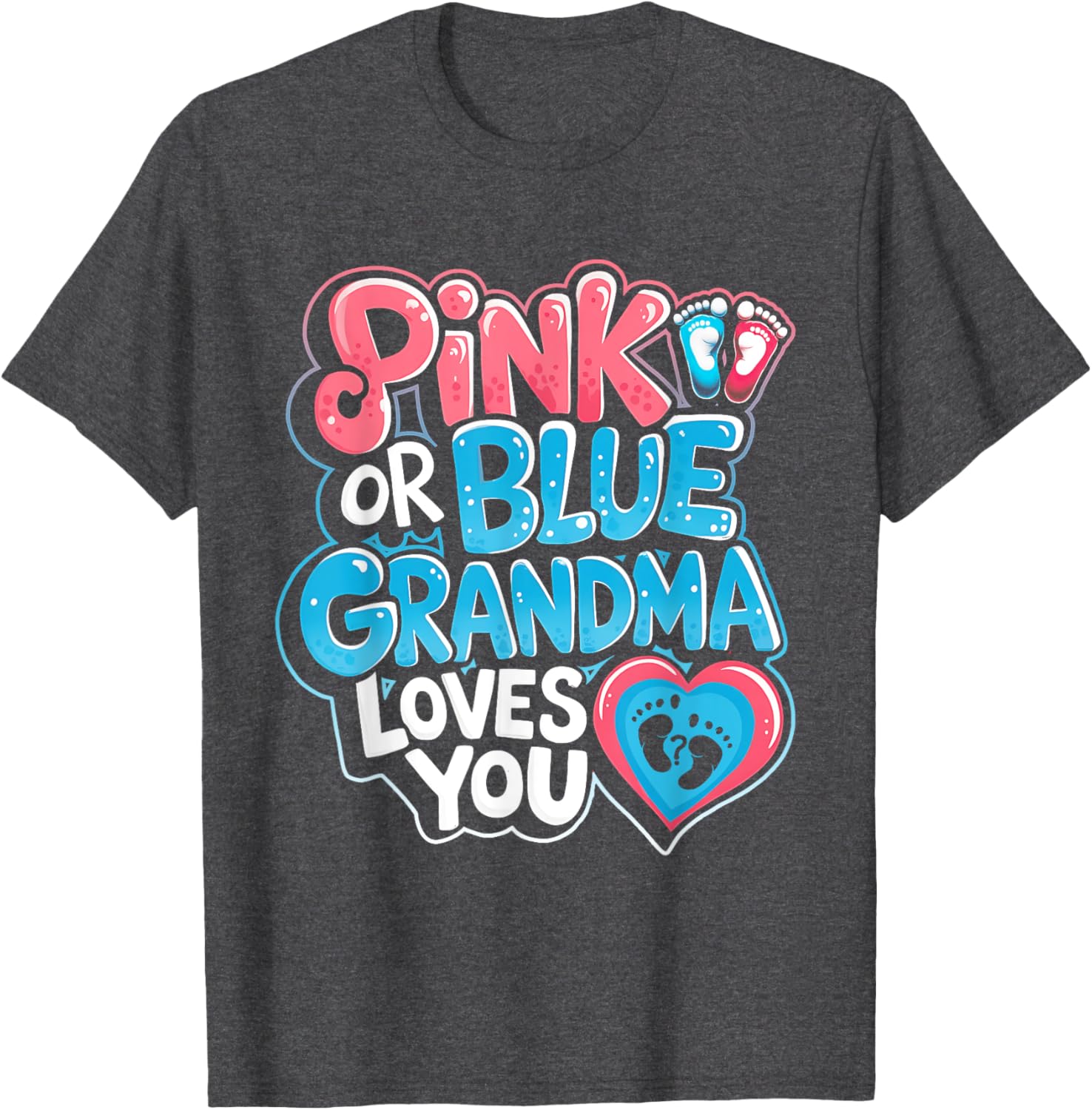Pink or Blue Grandma Loves You Gender Reveal Party T-Shirt for Fun Celebrations - 2