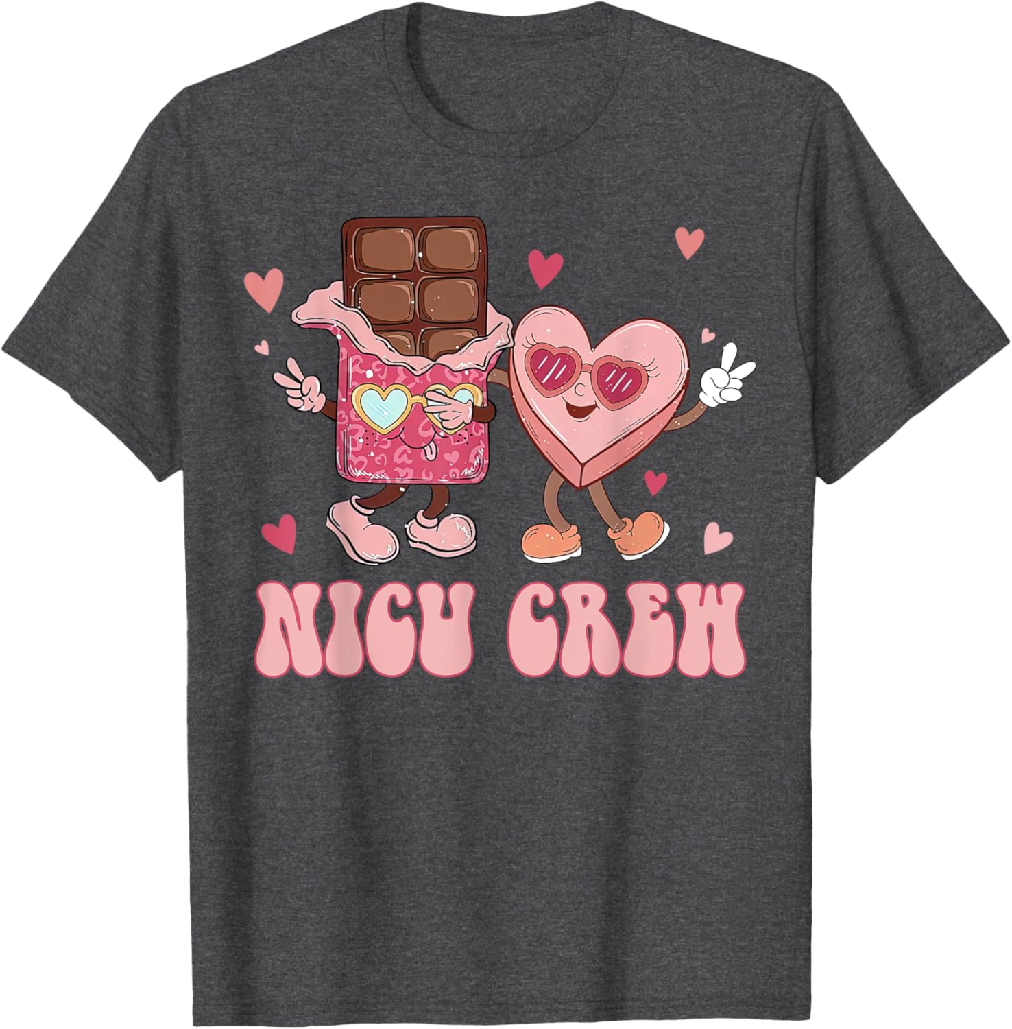 Retro NICU Crew Valentine's Day T-Shirt for Nurses with Cute Heart Design - 9