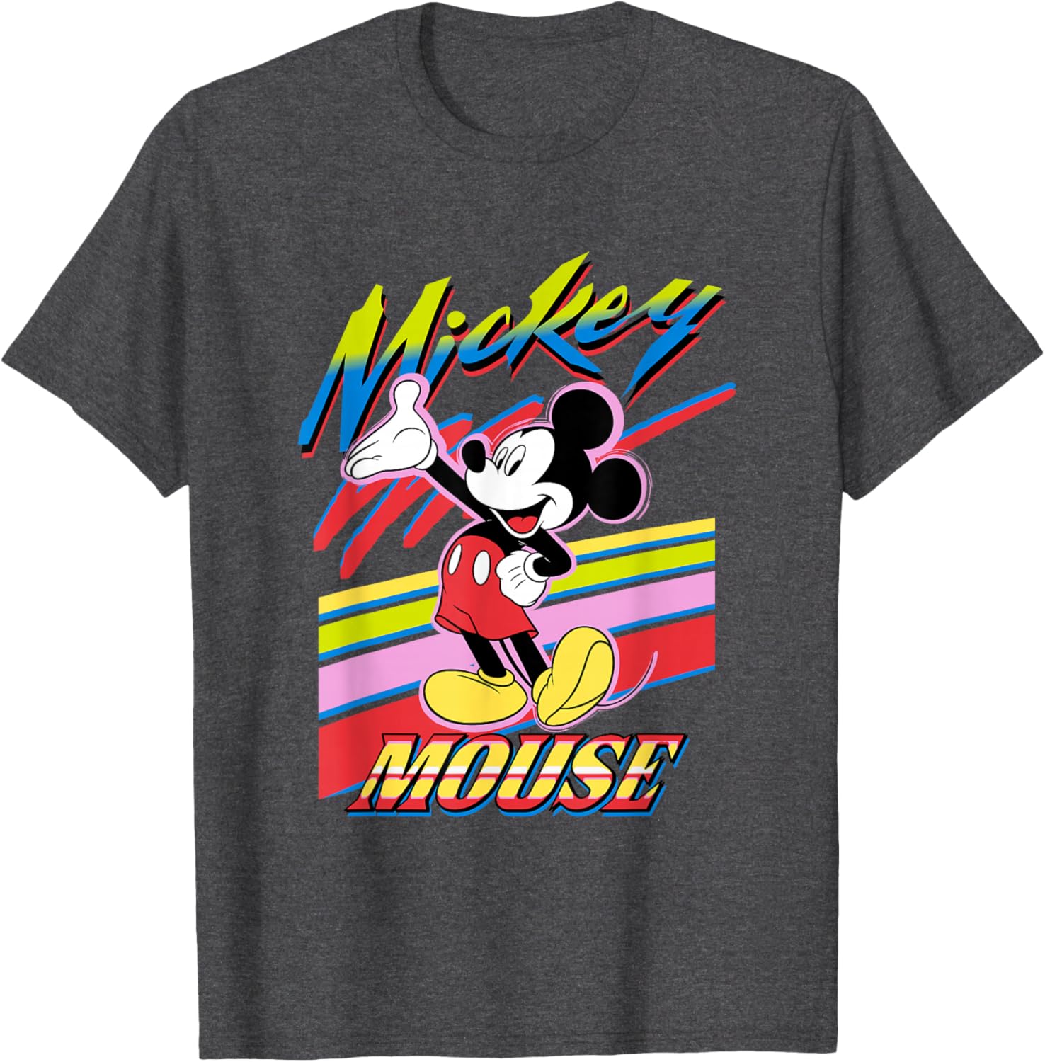Vintage Disney Mickey and Friends Rainbow Stripes T-Shirt for Fun Style - 11