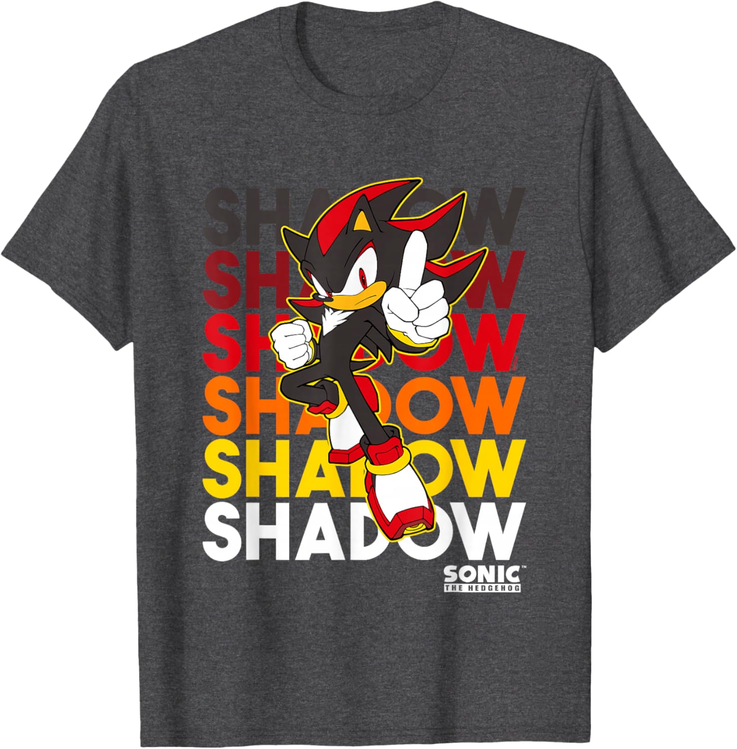 Sonic The Hedgehog Shadow Logo Stacked Text Cool Graphic T-Shirt - 5