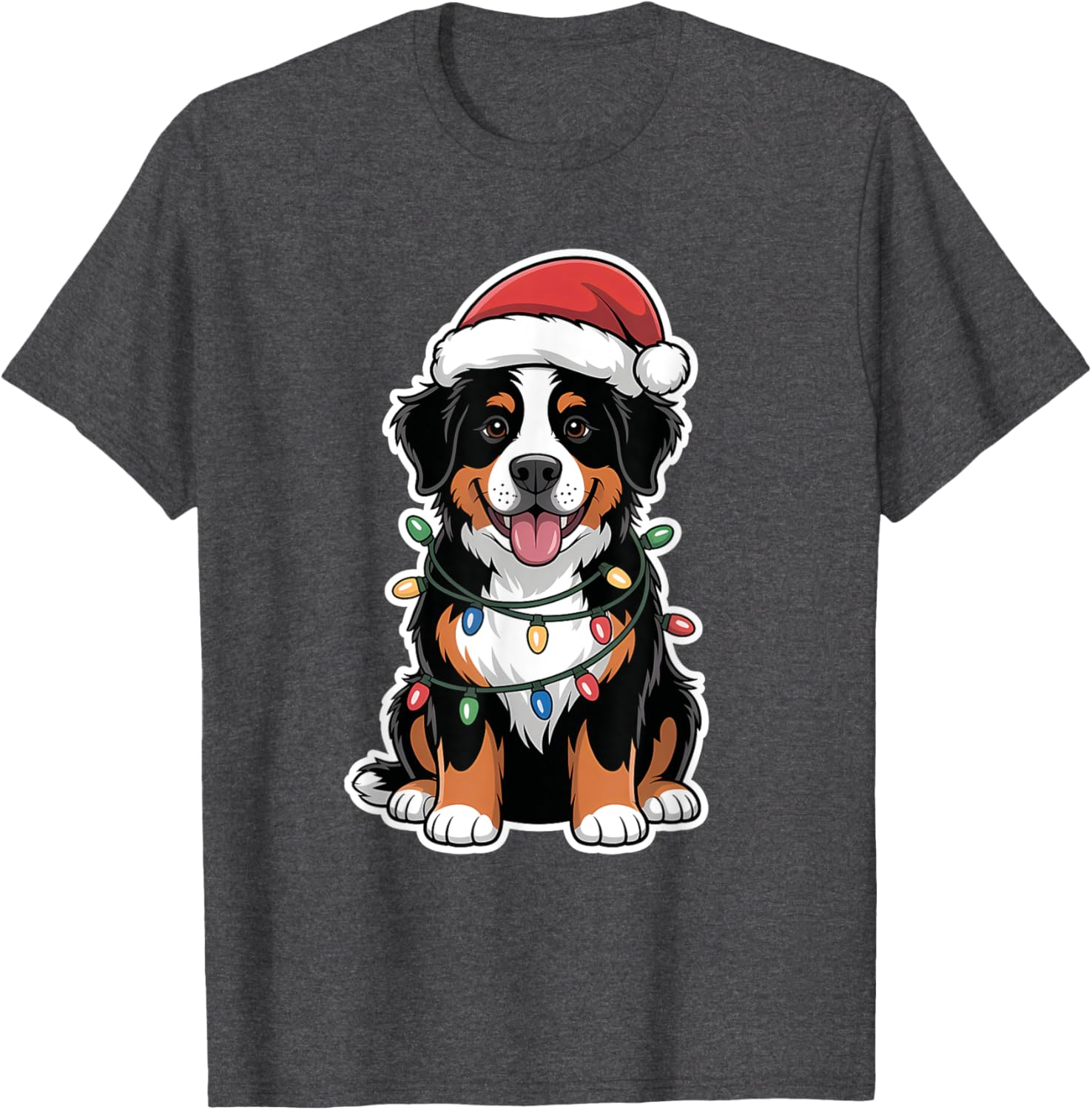 Bernese Mountain Dog Christmas Lights T-Shirt for Holiday Cheer - 1