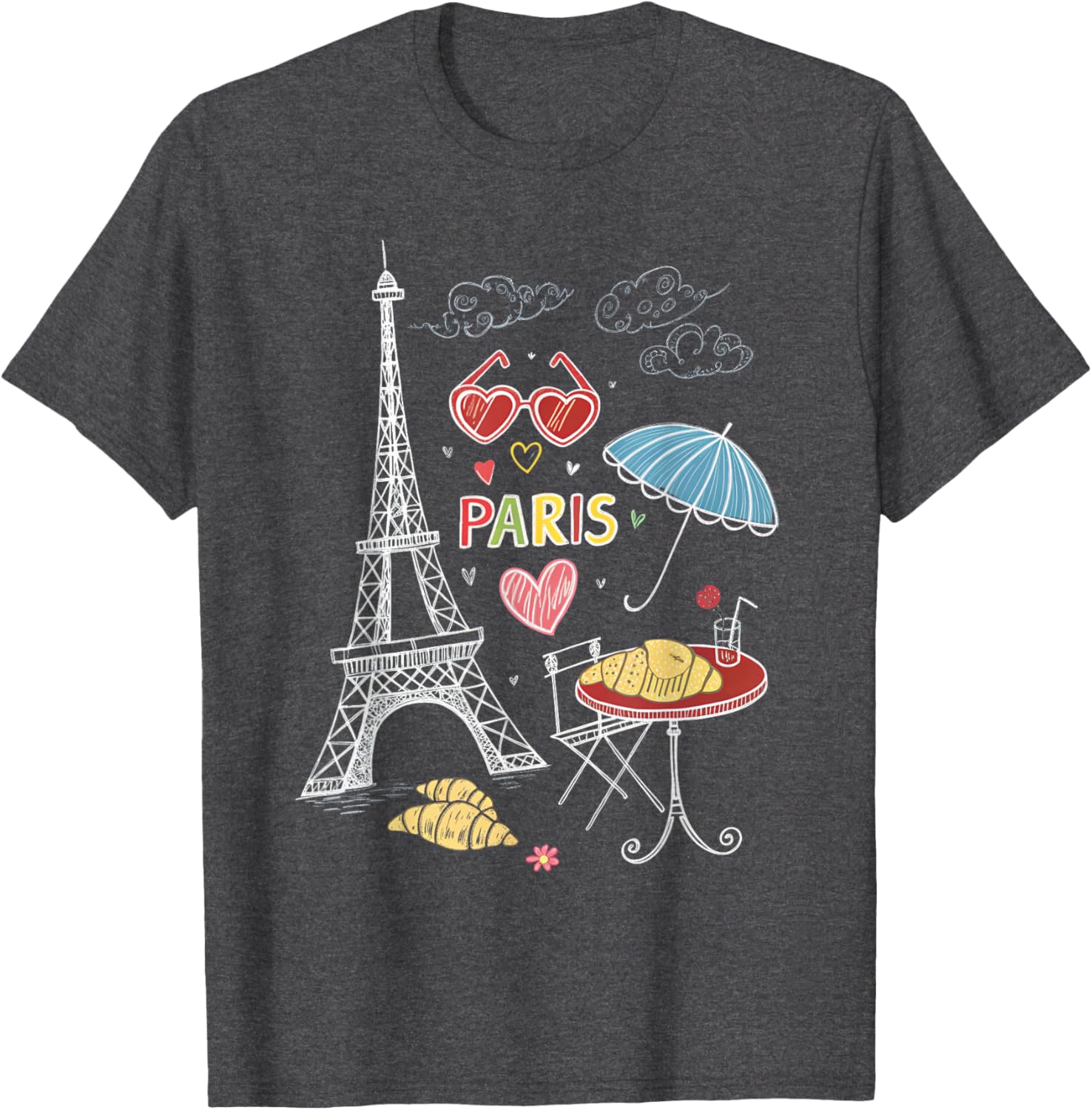 Paris Eiffel Tower Cafe Scene T-Shirt for Girls - Perfect Travel Souvenir - 2