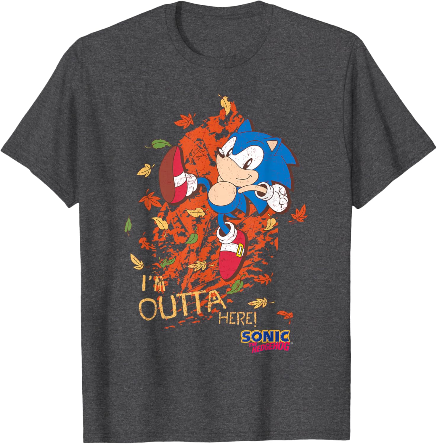 Sonic The Hedgehog Outta Here Distressed Chest T-Shirt for Fans - 1
