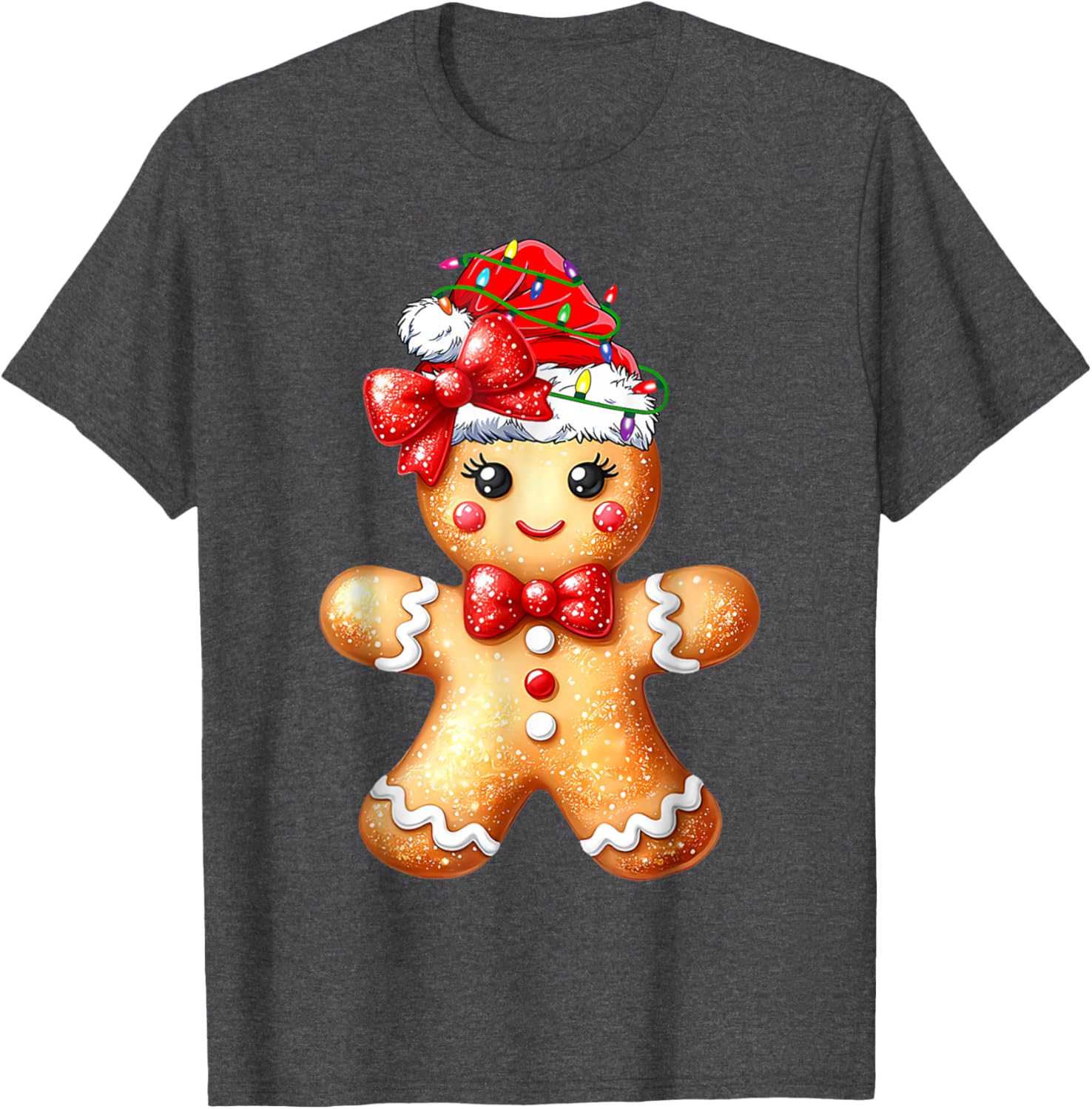 Merry Christmas Gingerbread Santa T-Shirt for Girls and Women - 12