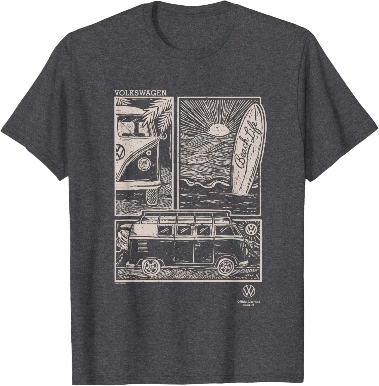 Volkswagen T1 Campervan Surf Sketch T-Shirt for Beach Lovers and Adventurers - 9