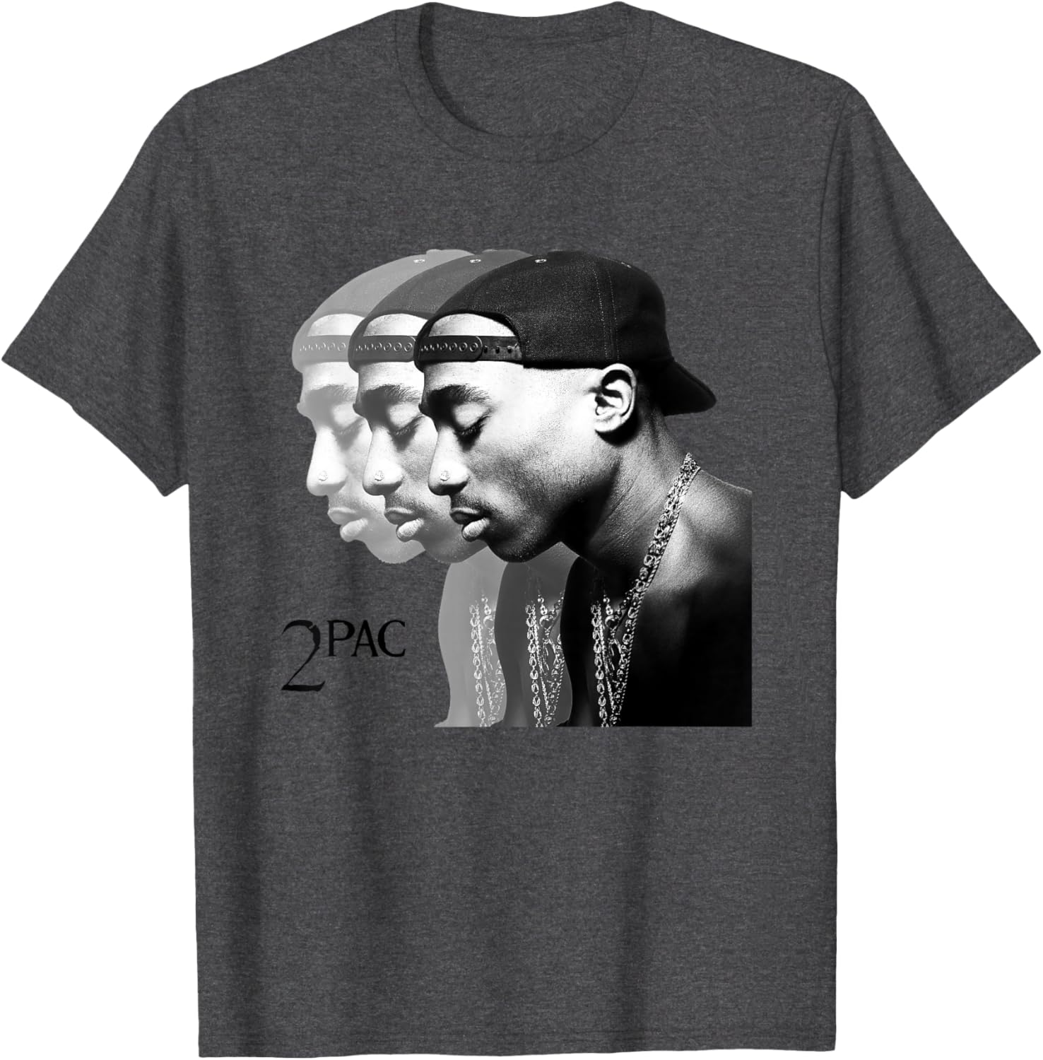 Tupac Shakur Unisex Repeat T-Shirt in Blue, Short Sleeve Cotton Blend - 7