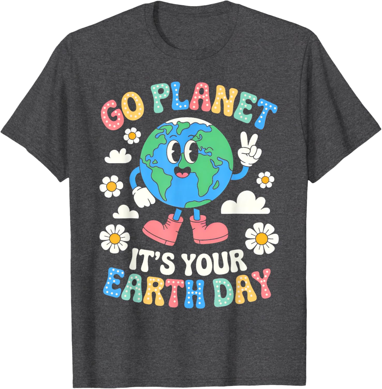 Groovy Go Planet Earth Day 2025 Retro Teacher Kids T-Shirt - 6