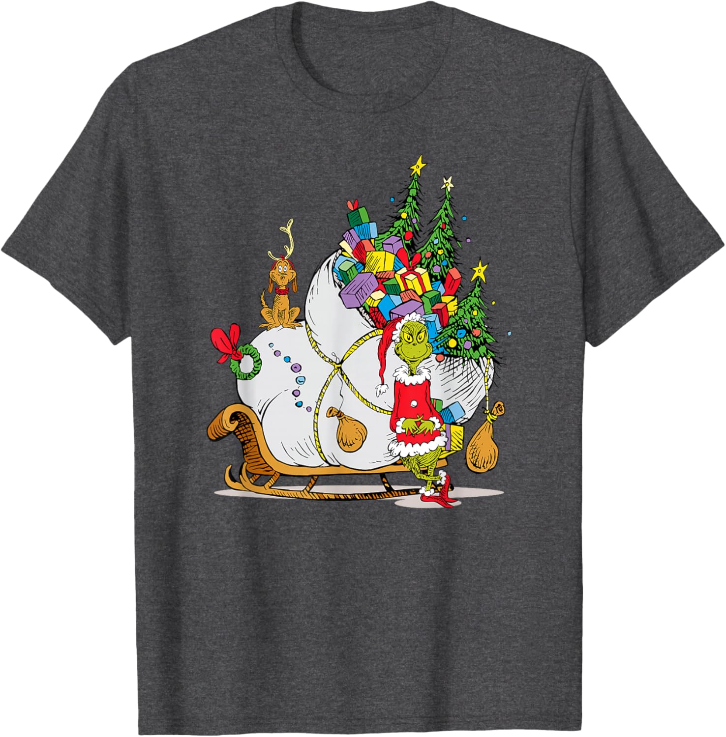 Dr. Seuss Grinch Sleigh T-Shirt - Fun Christmas Apparel for Everyone - 9