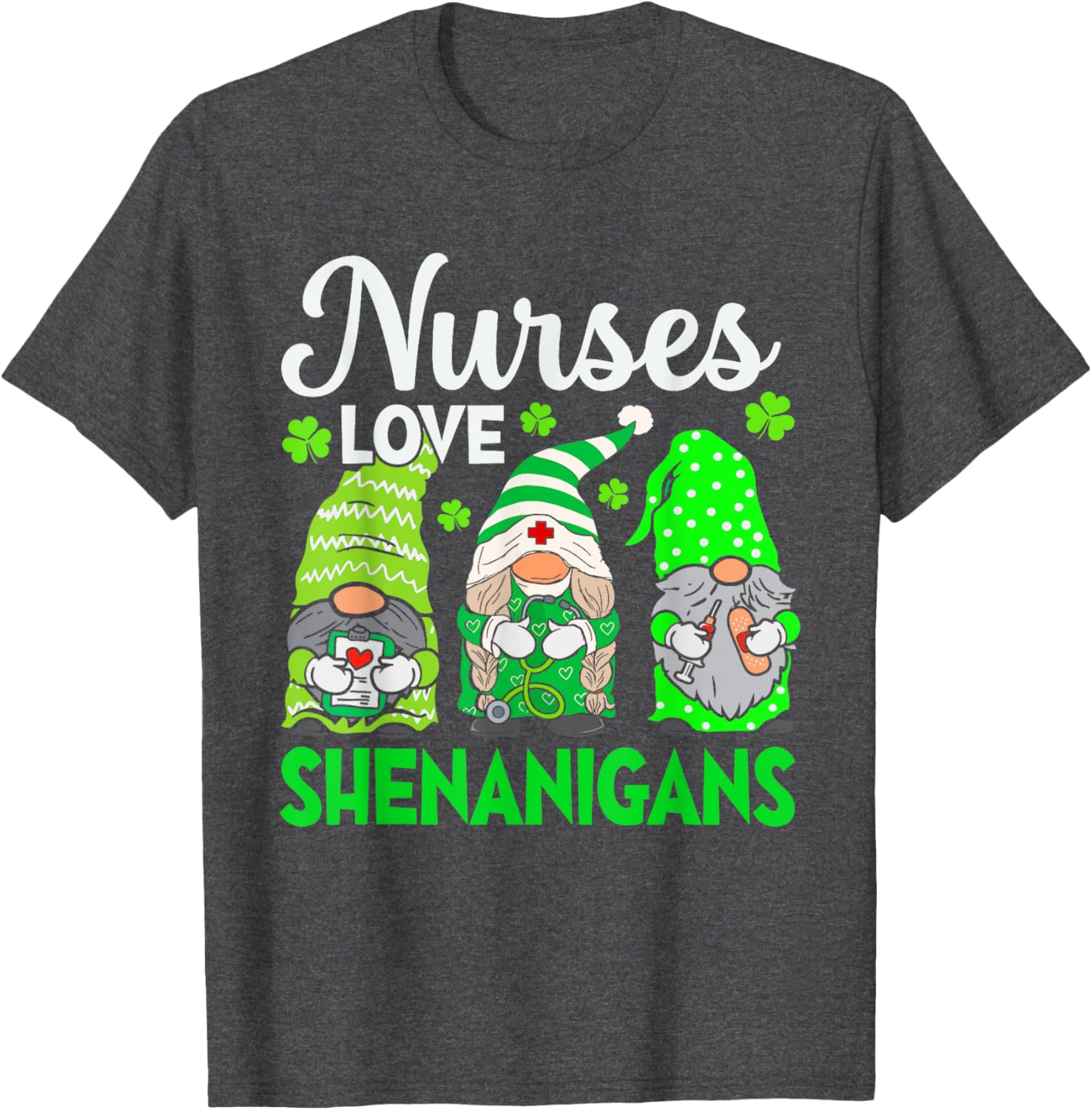 St Patricks Day Gnomes Nurses Love Shenanigans Scrub Top for Women - 11