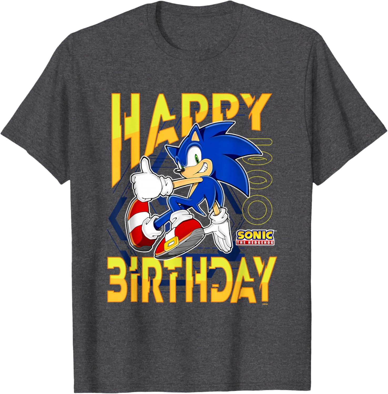 Sonic The Hedgehog Birthday T-Shirt with Thumbs Up Logo for Kids - 9