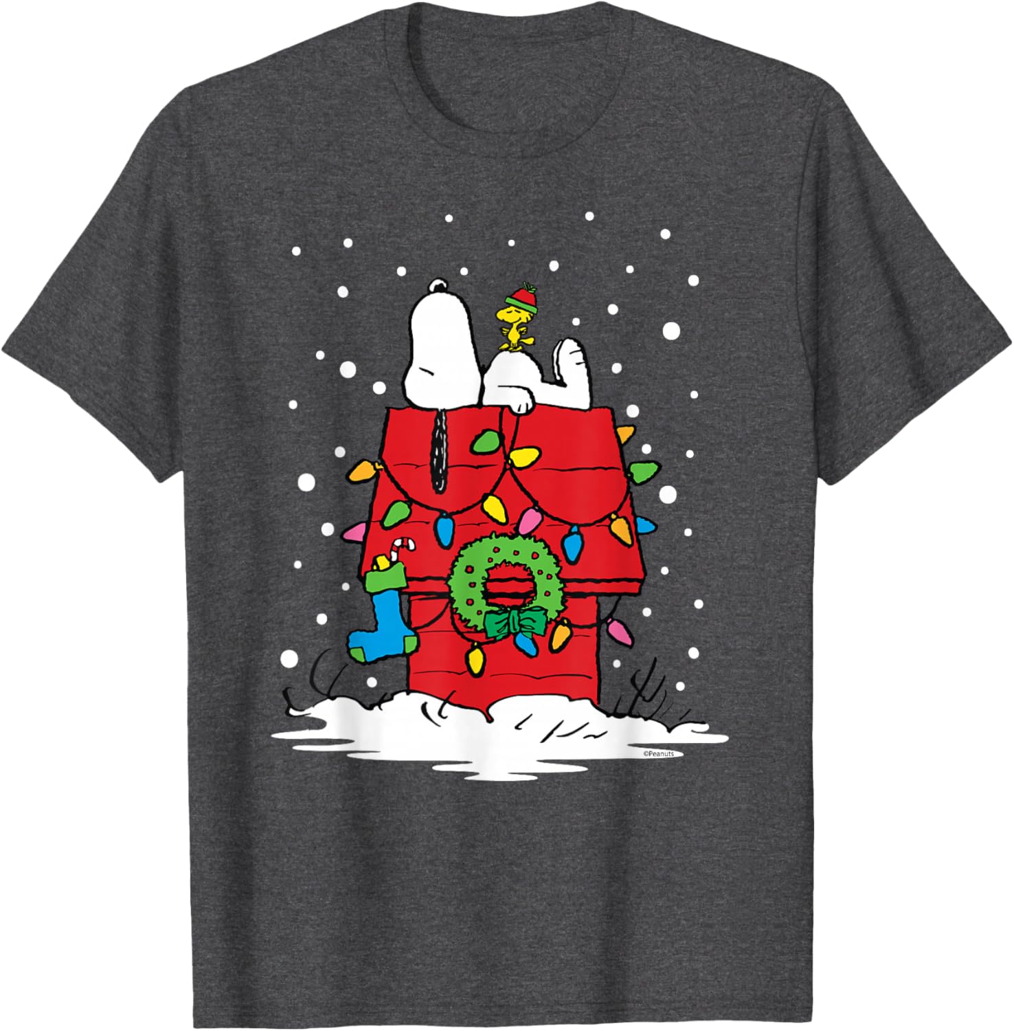 Peanuts Snoopy Woodstock Holiday Stocking T-Shirt for Festive Fun - 15