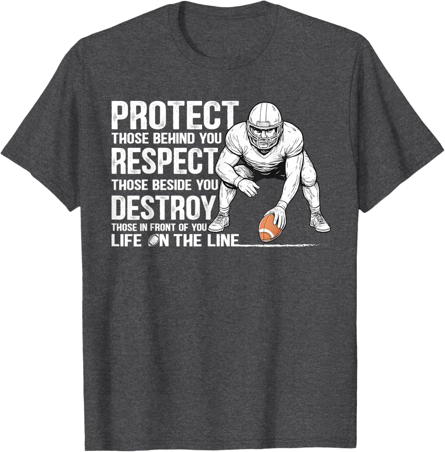 Vintage Protect Respect Destroy Offensive Lineman Football T-Shirt - 3