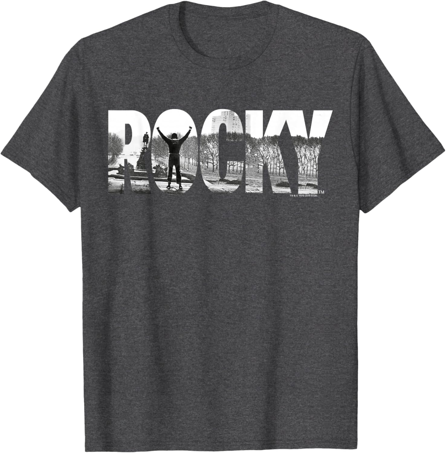 Rocky Black Classic Fit Cotton Crew Neck T-Shirt for Adults - Graphic Tee - 6