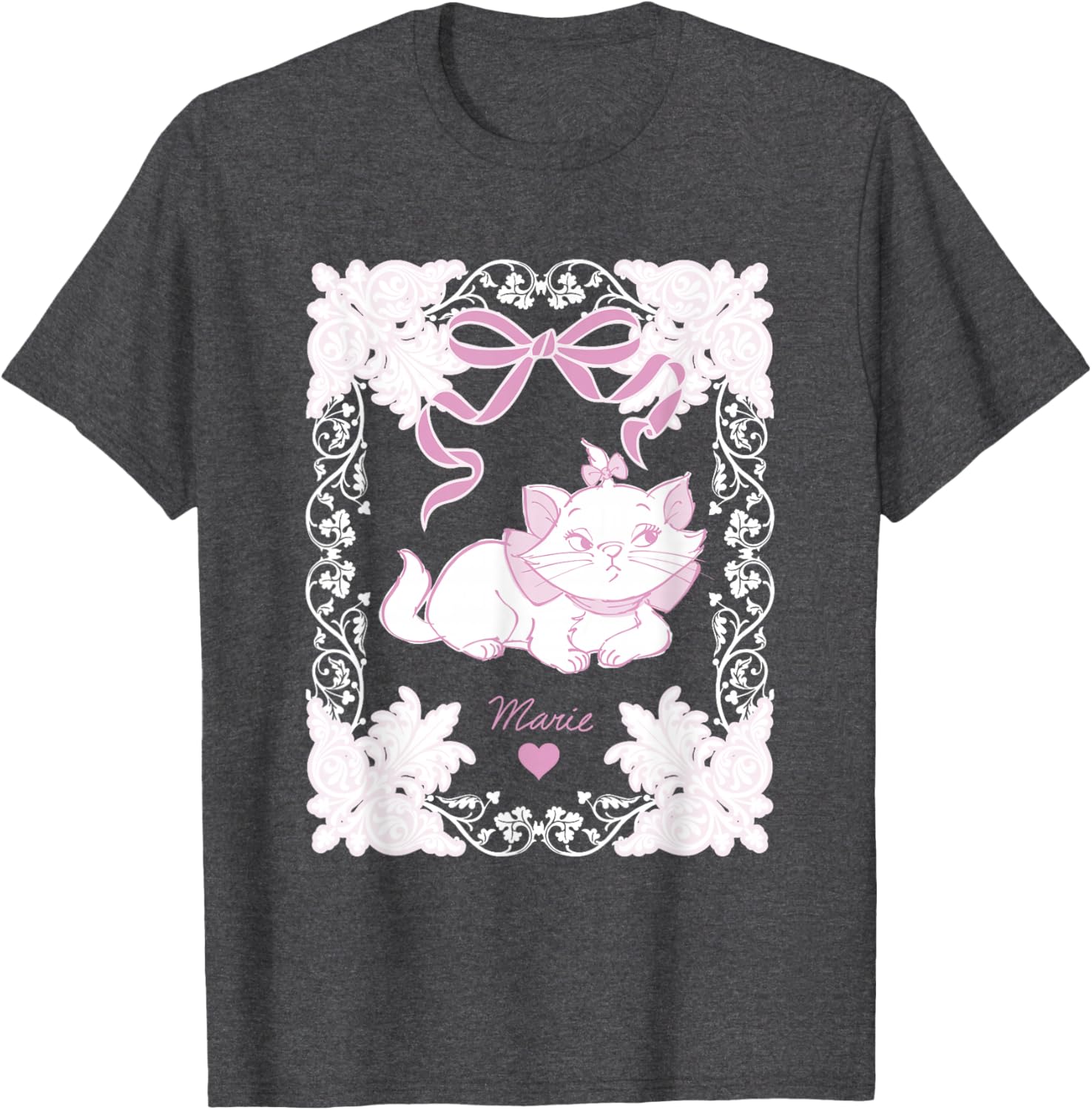 Vintage Marie Aristocats Lace and Ribbon Frame T-Shirt for Disney Fans - 7