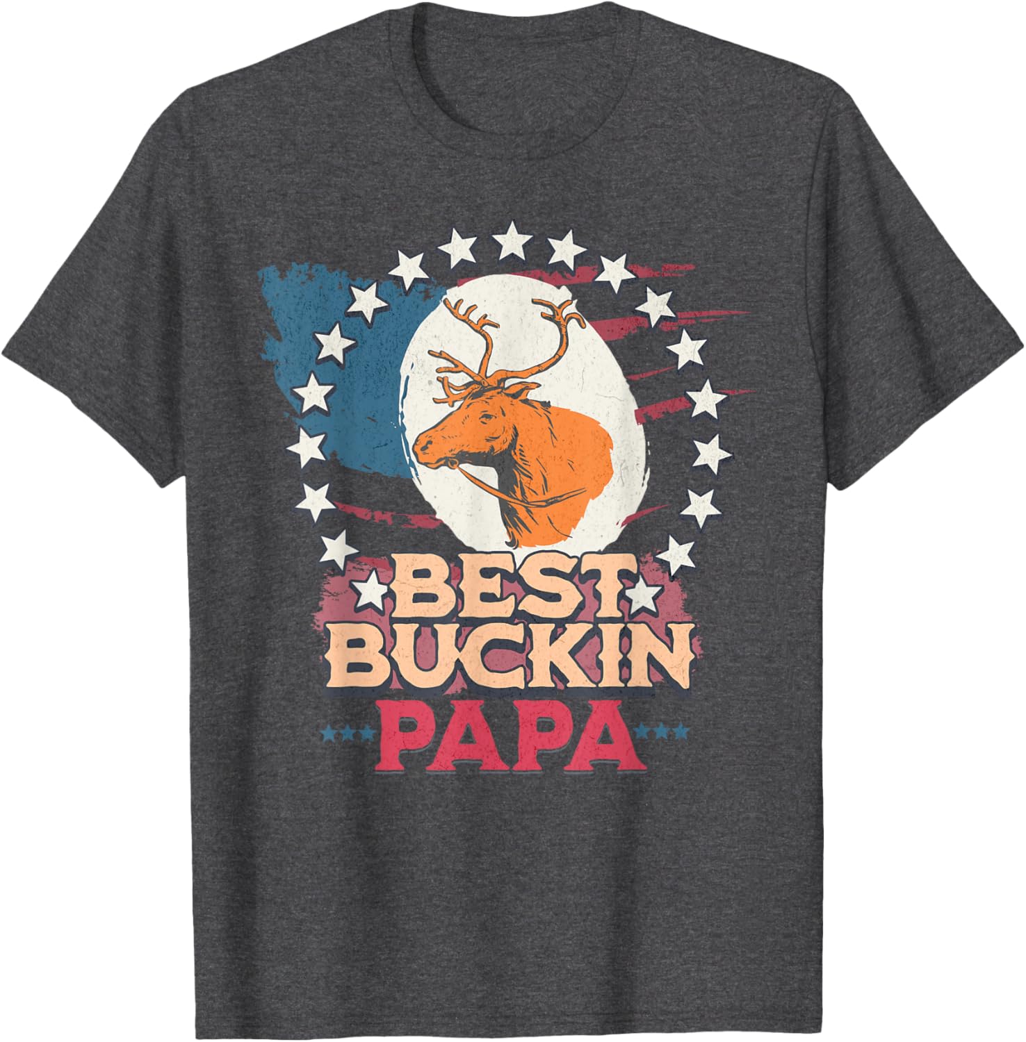 Best Bucking Papa American Flag T-Shirt for Fathers Who Love Hunting - 7