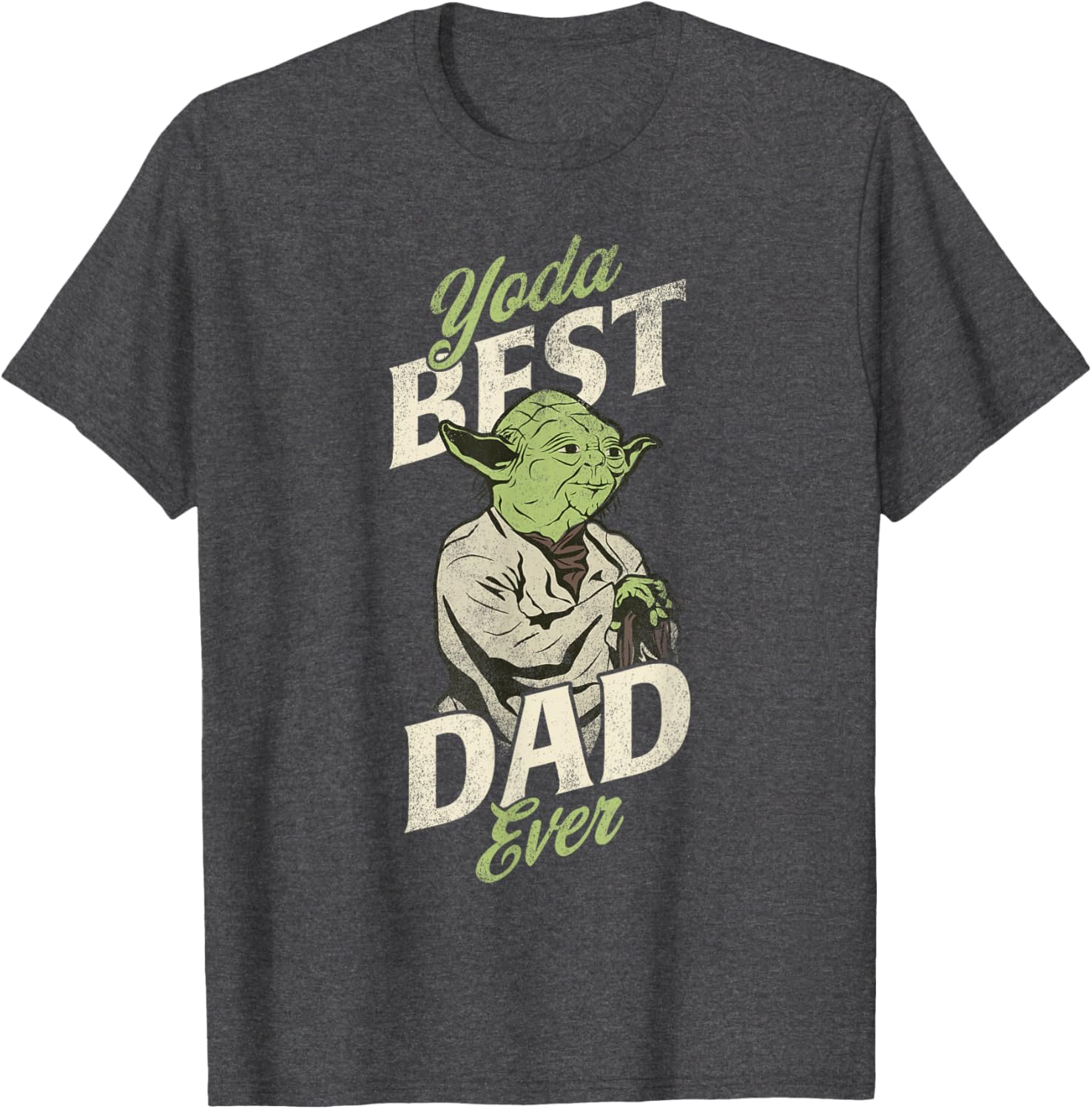 Star Wars Yoda Best Dad Ever Distressed Poster T-Shirt for Fathers Day - 6