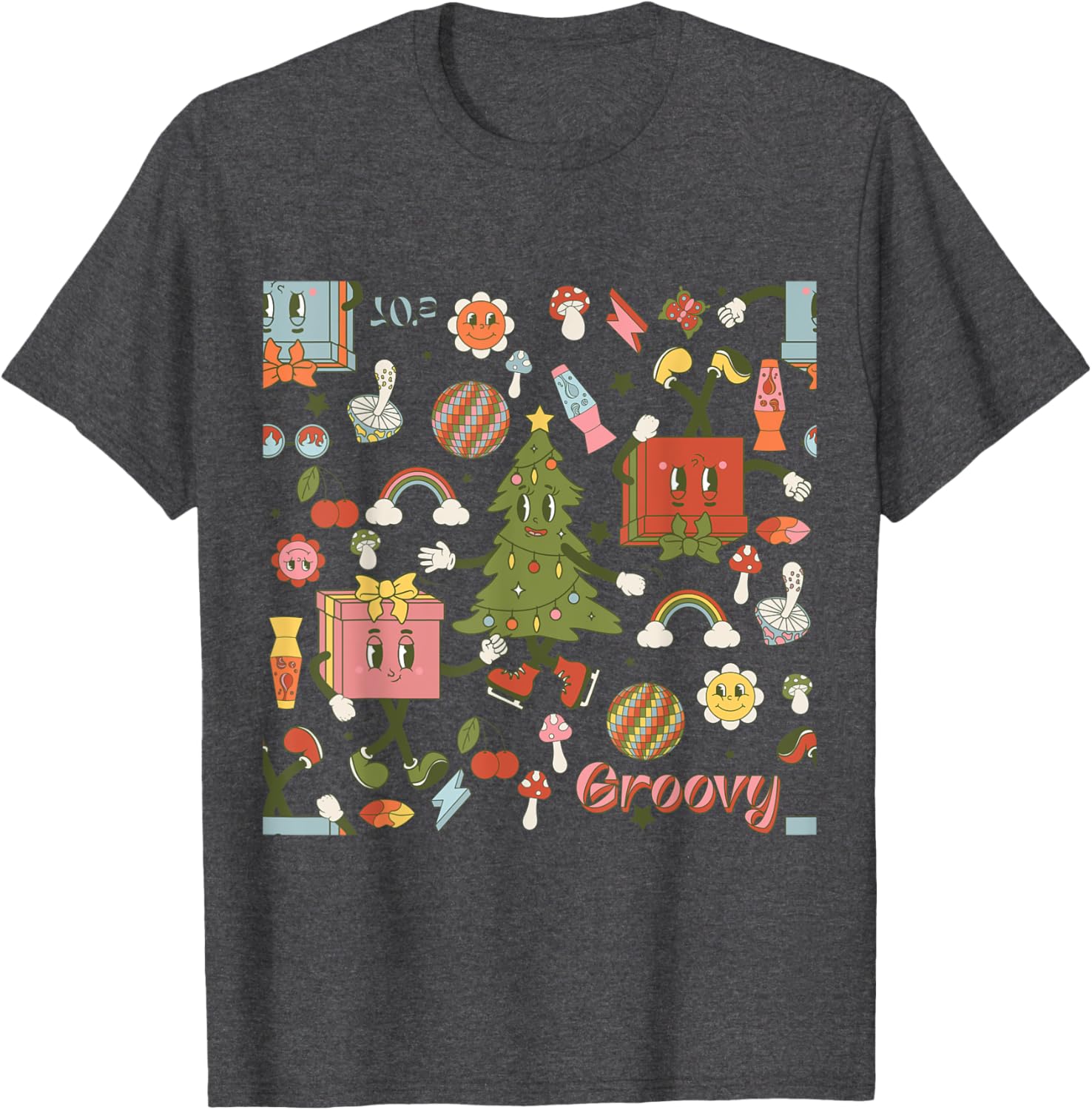 Retro 1970s Disco Christmas Tree Ugly Xmas T-Shirt for Fun Holiday Style - 29