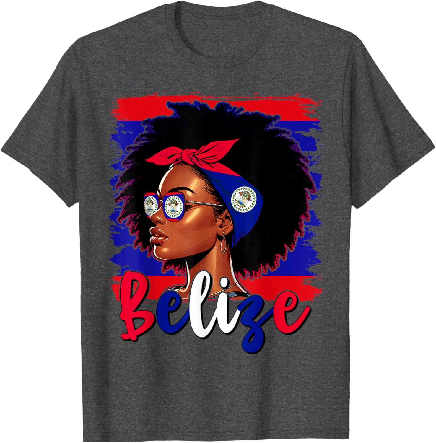 Proud Belizean Girl T-Shirt with Belize Flag for Women’s Fashion - 12