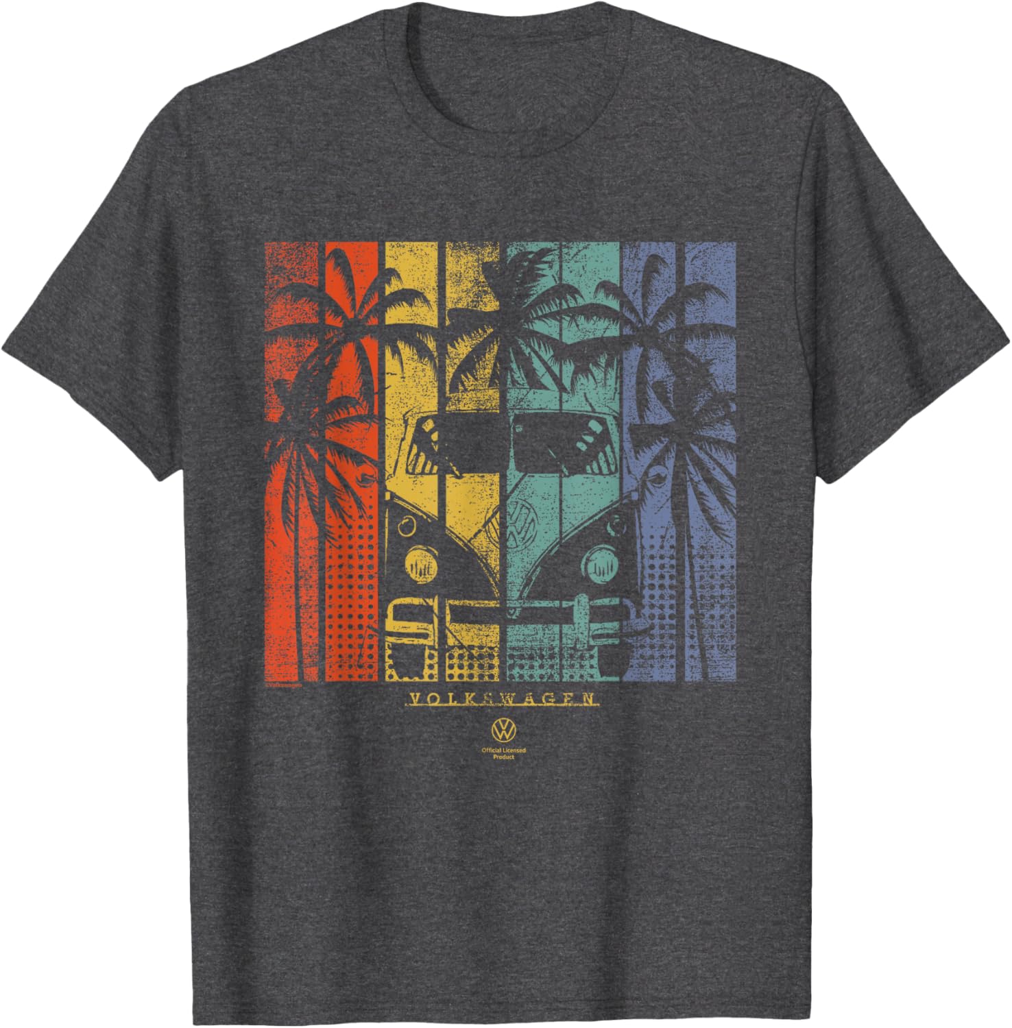 Type 2 T1 Retro Campervan T-Shirt with Beach Palm Tree Design - 1