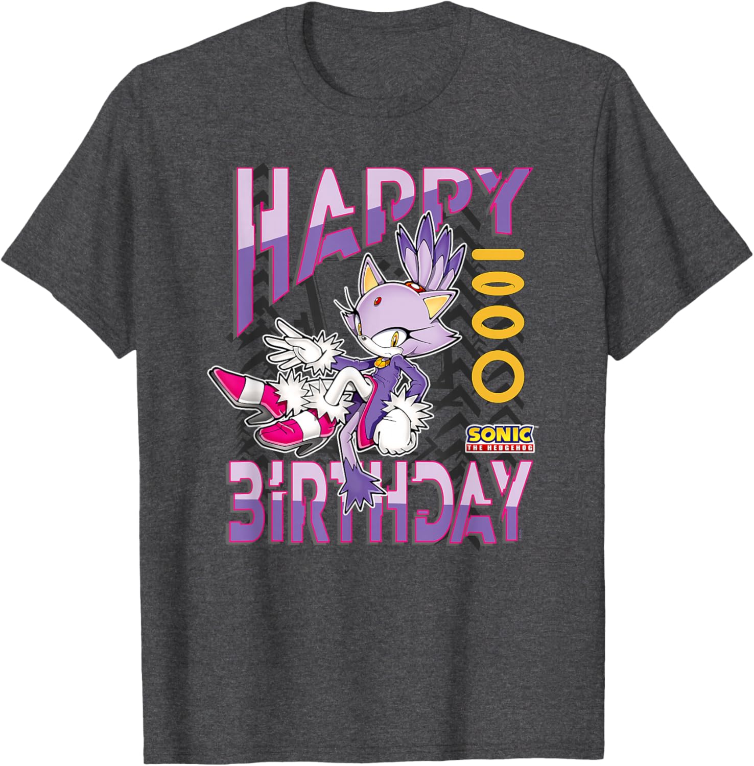 Sonic The Hedgehog Happy Birthday Blaze Grid Chest T-Shirt for Kids - 4