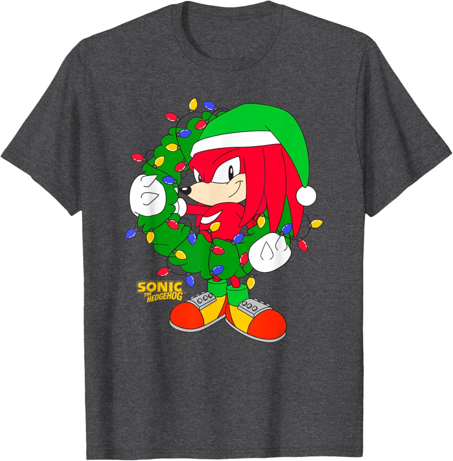 Sonic the Hedgehog Christmas Knuckle Wreath T-Shirt for Holiday Cheer - 6