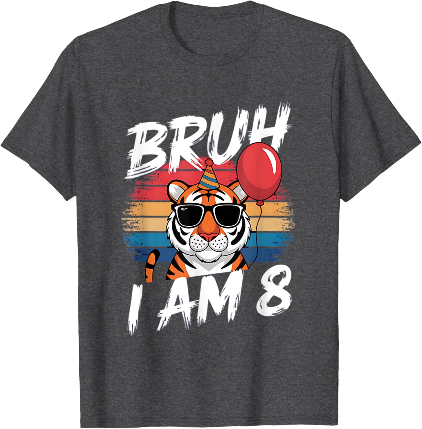 Retro Sunset Tiger Shirt for 8 Year Old's Birthday Party Fun - 20