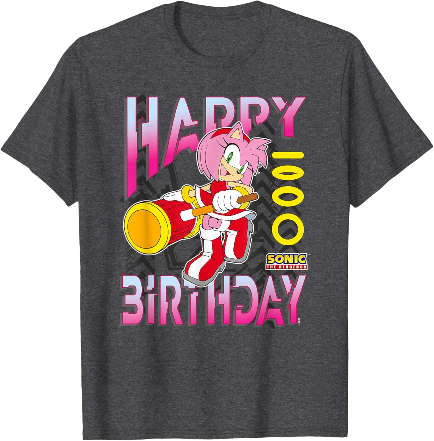 Sonic The Hedgehog Amy Birthday Grid Chest T-Shirt for Fun Celebrations - 5