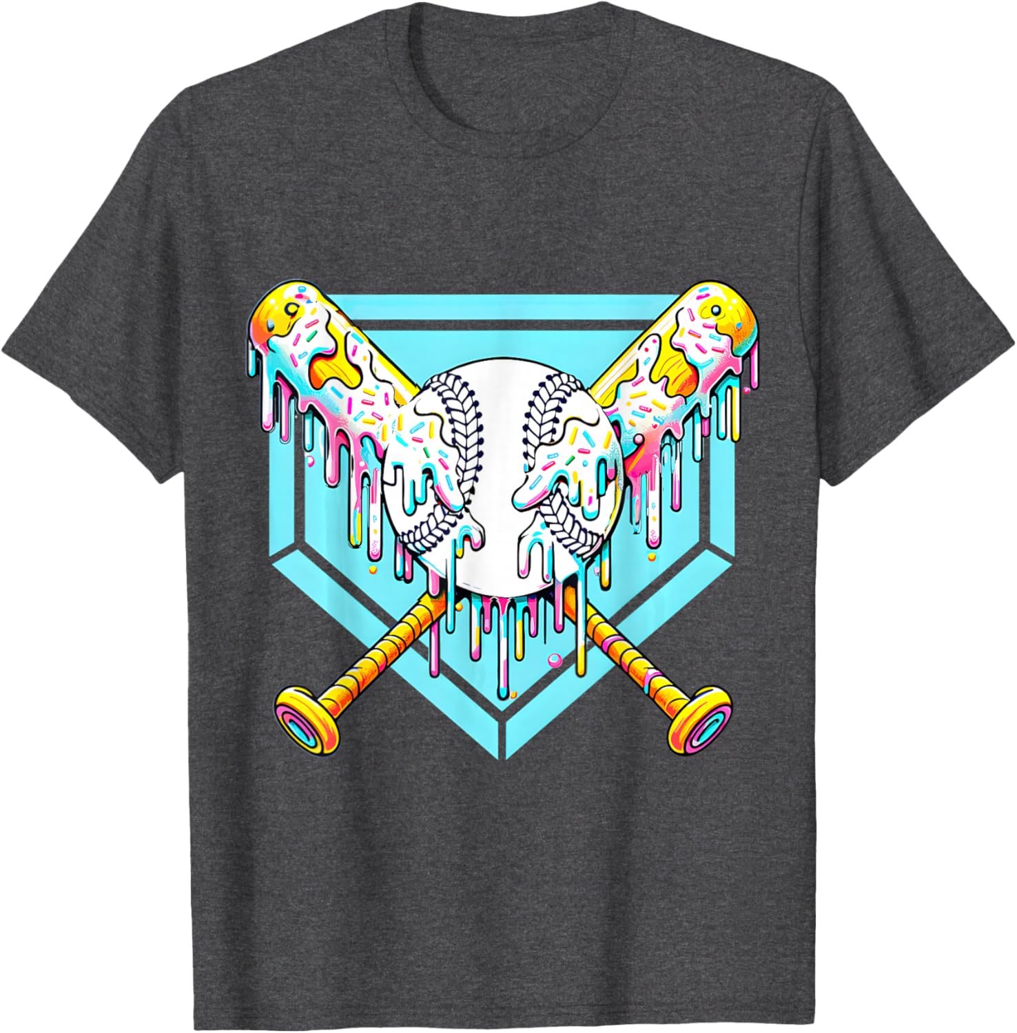 Youth Baseball Drip Ice Cream T-Shirt Fun Apparel for Young Athletes - 1