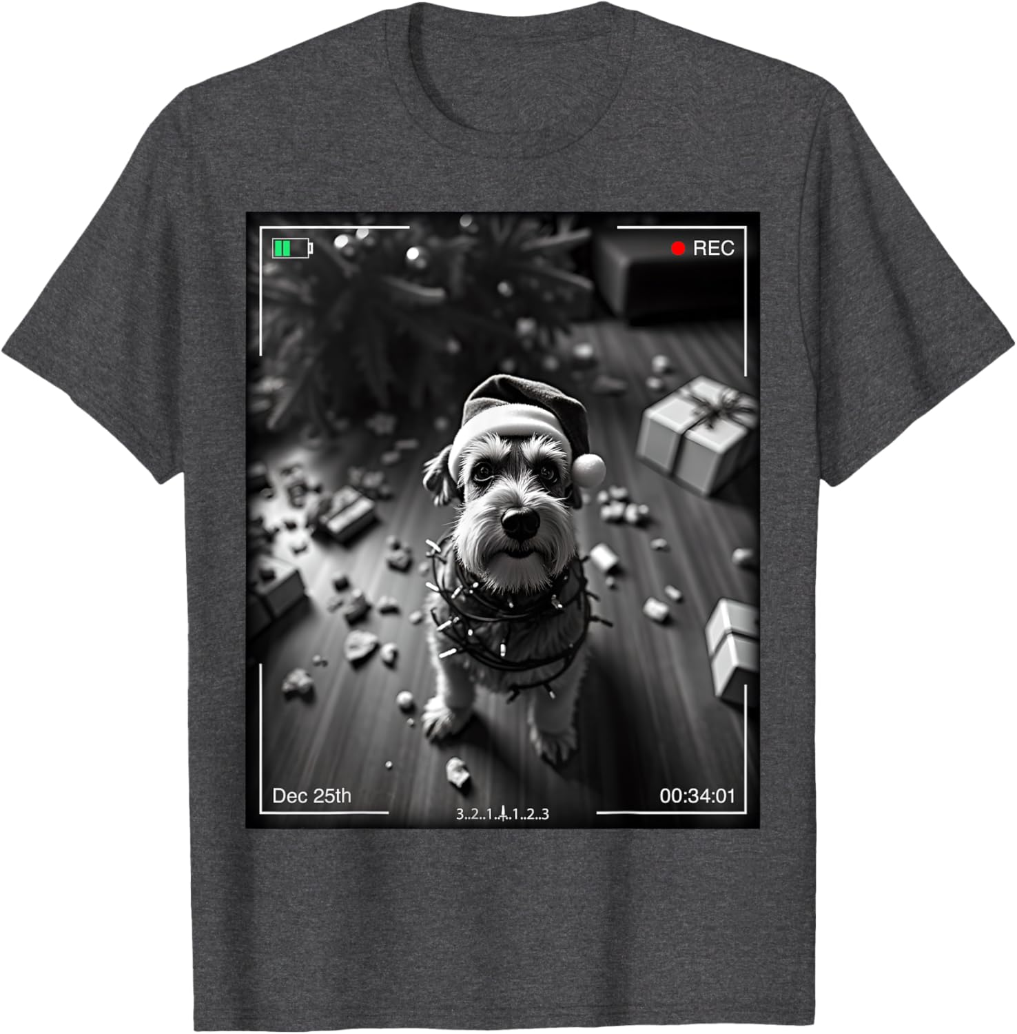 Christmas Schnauzer Caught on Camera T-Shirt for Dog Lovers - 5