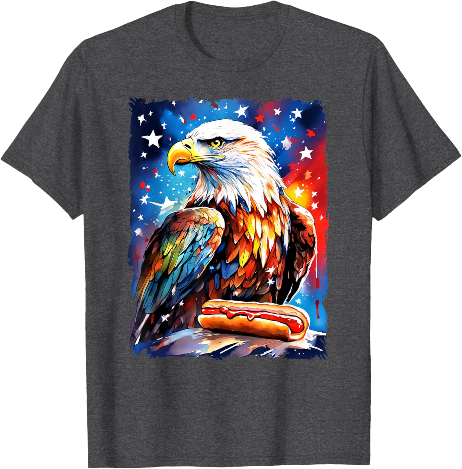 Patriotic 4th of July T-Shirt with Hotdog and Eagle Design for All Ages - 25