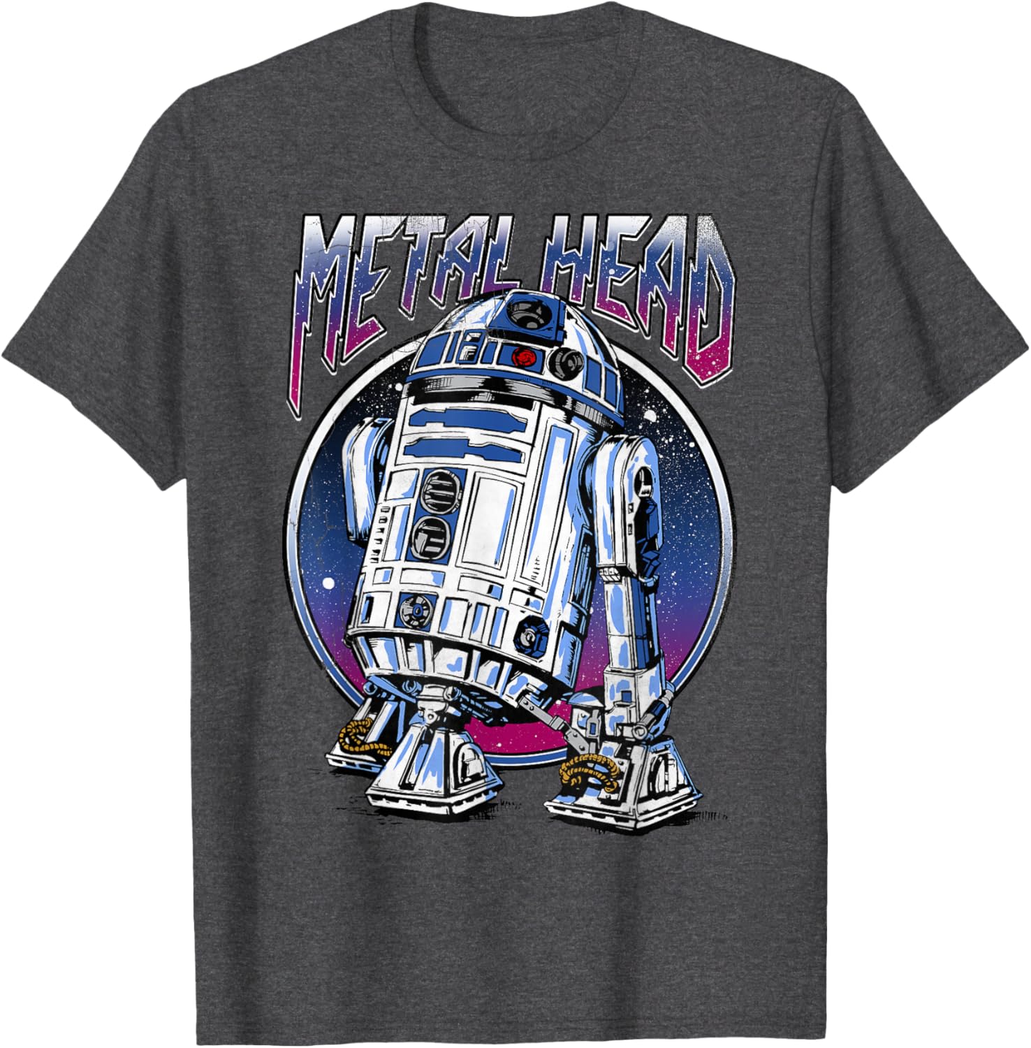Vintage Star Wars R2D2 Metal Head T-Shirt for Disney Fans - 5