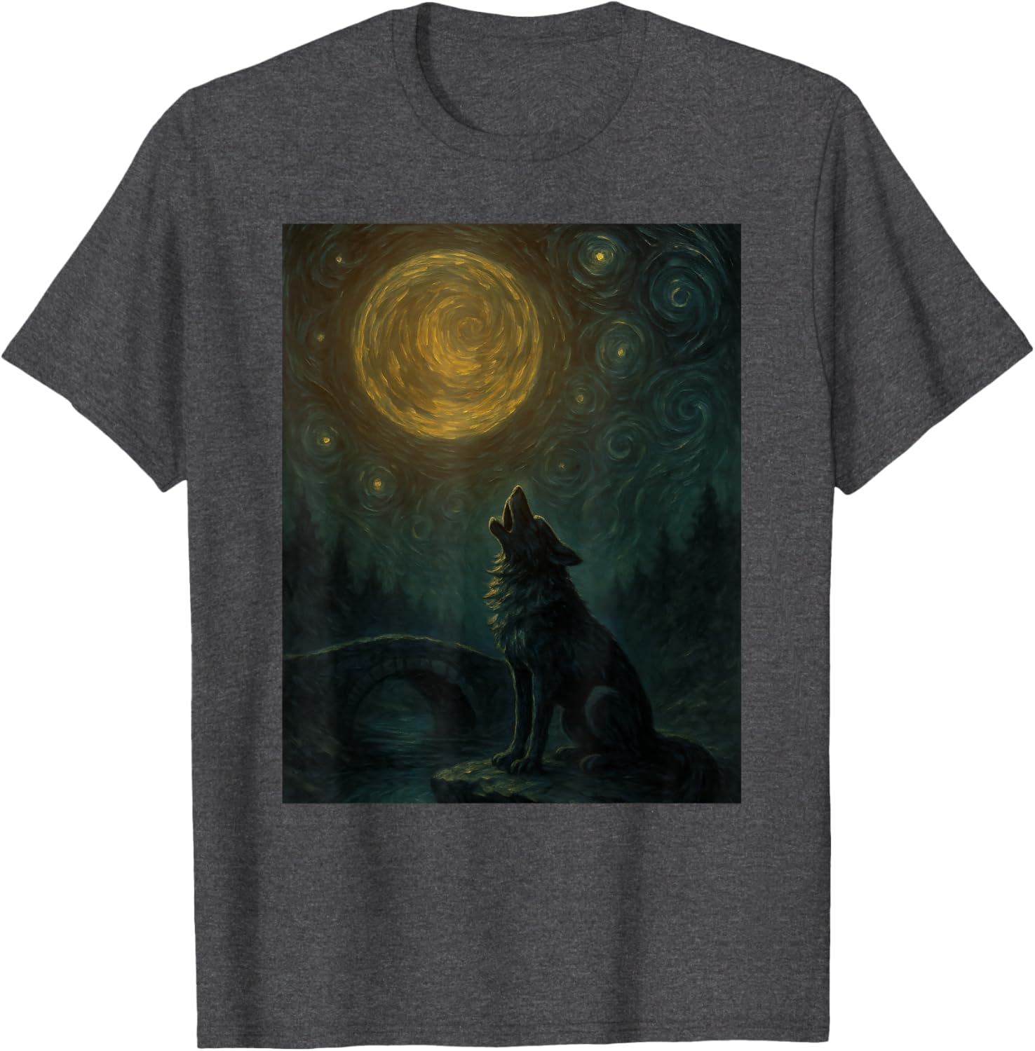 Wolf Starry Night Van Gogh Graphic T-Shirt for Art Lovers and Fashionistas - 24