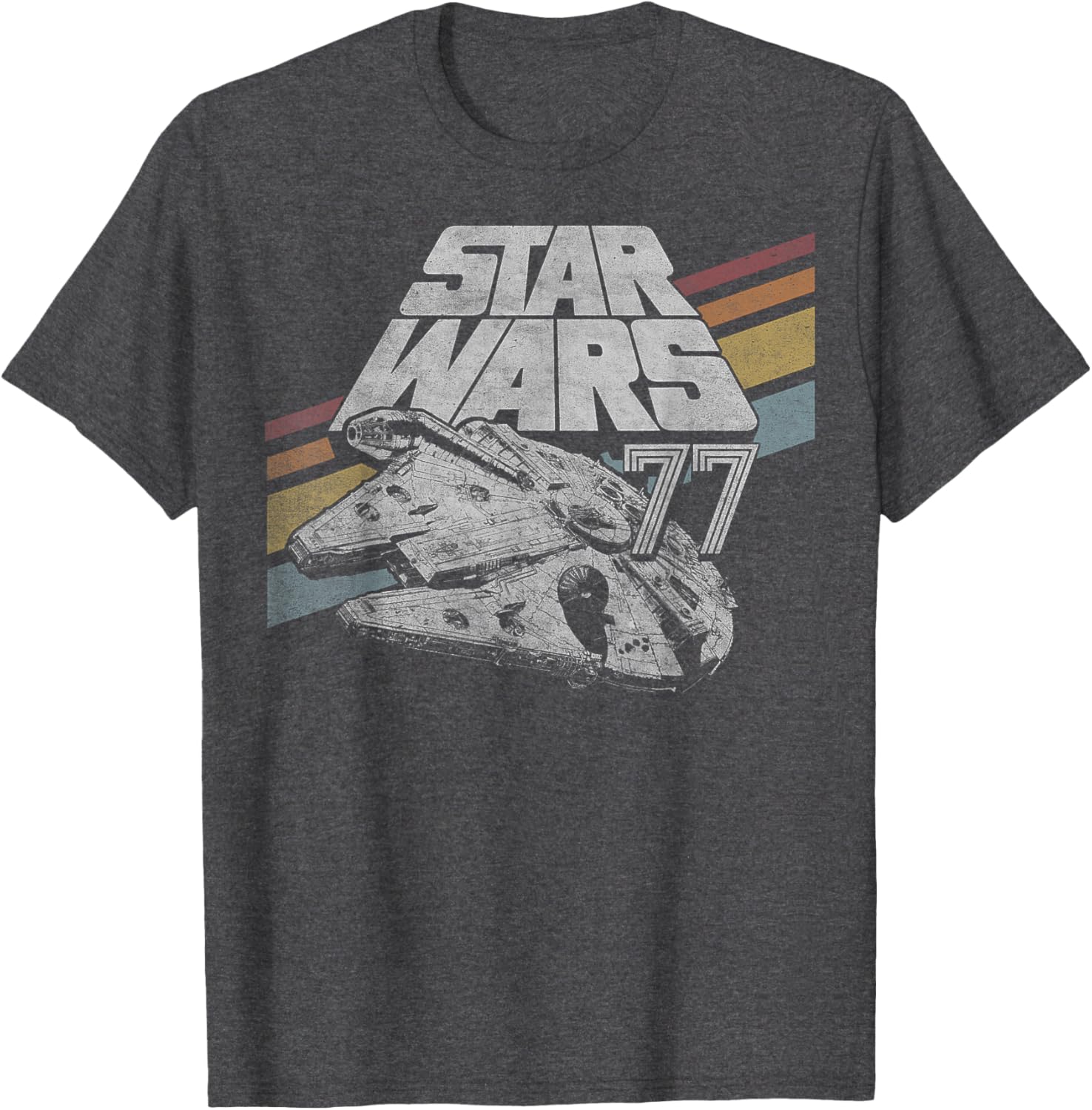 Retro Star Wars Millennium Falcon T-Shirt with Diagonal Stripes for Fans - 12