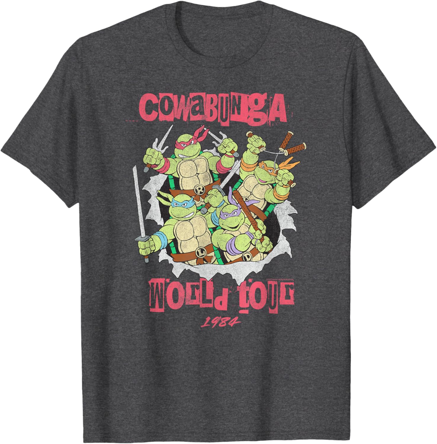 Teenage Mutant Ninja Turtles Retro 1984 Cowabunga World Tour T-Shirt - 5