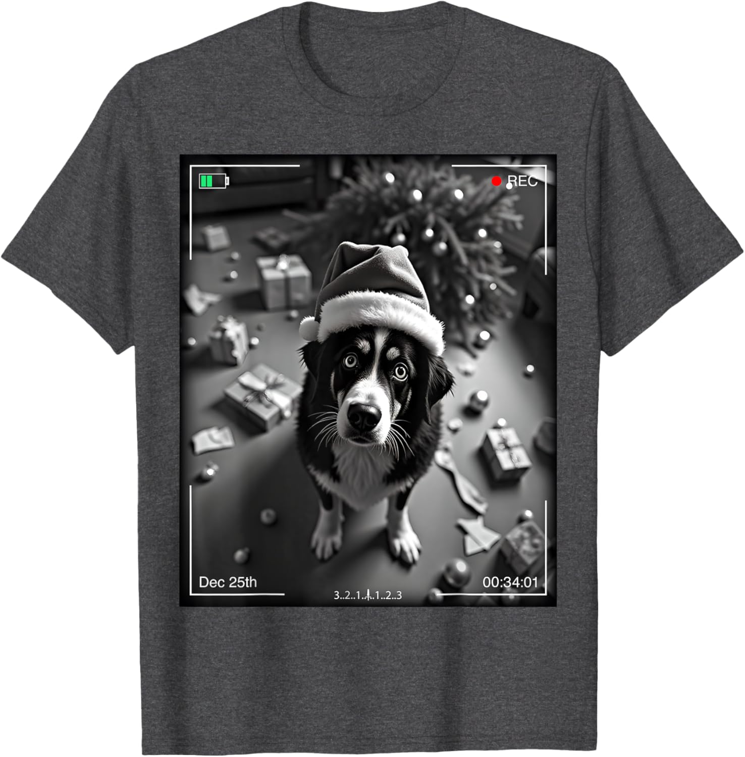 Cute Christmas Bernese Mountain Dog Caught On Camera T-Shirt Gift - 1