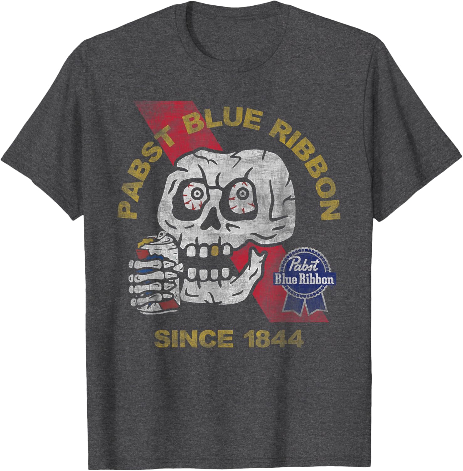 Weathered Pabst Beer Skull T-Shirt Vintage Style Since 1844 - 3