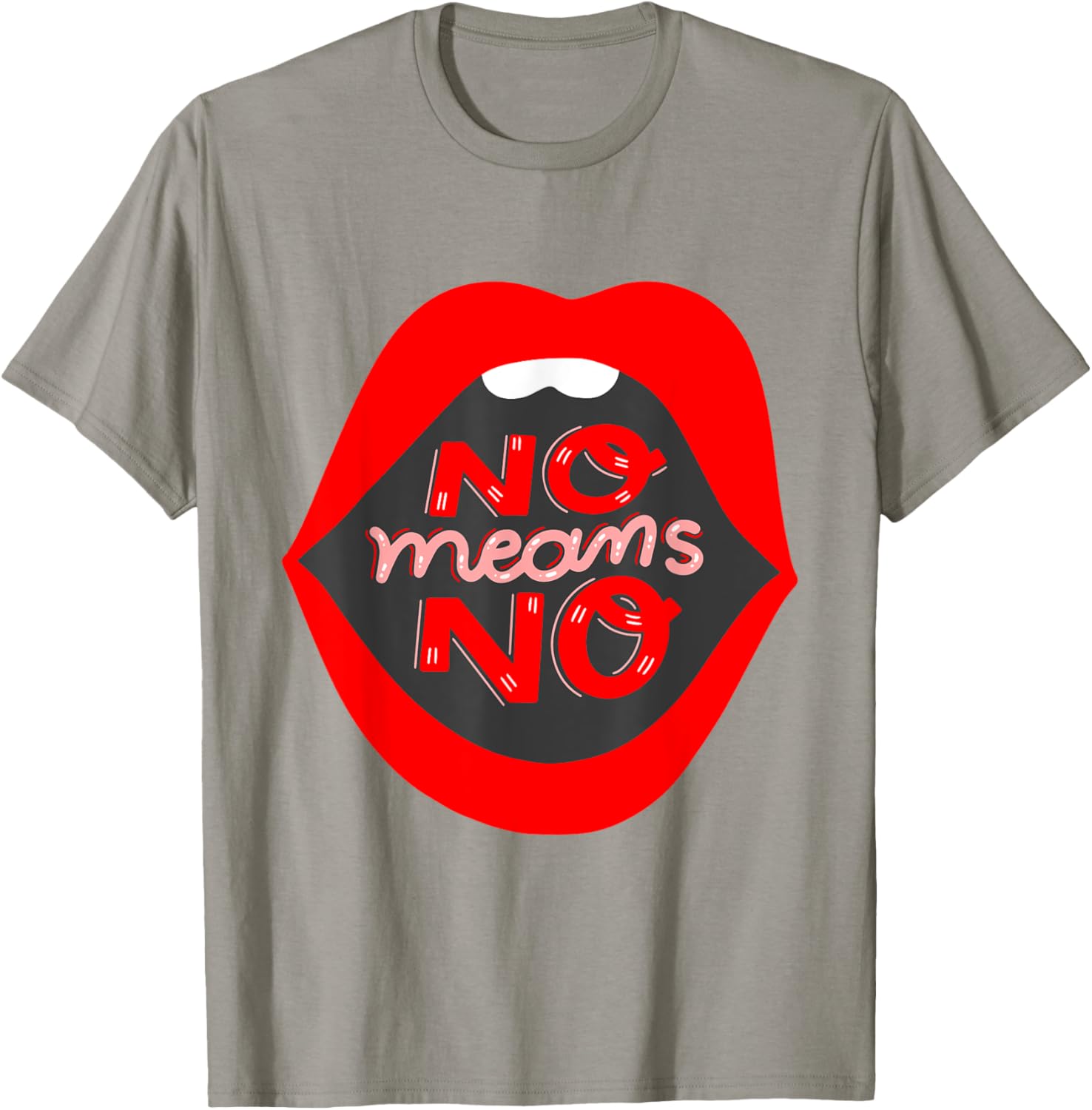 Retro Feminist No Means No Consent Pop Art Lips T-Shirt for Awareness - 8