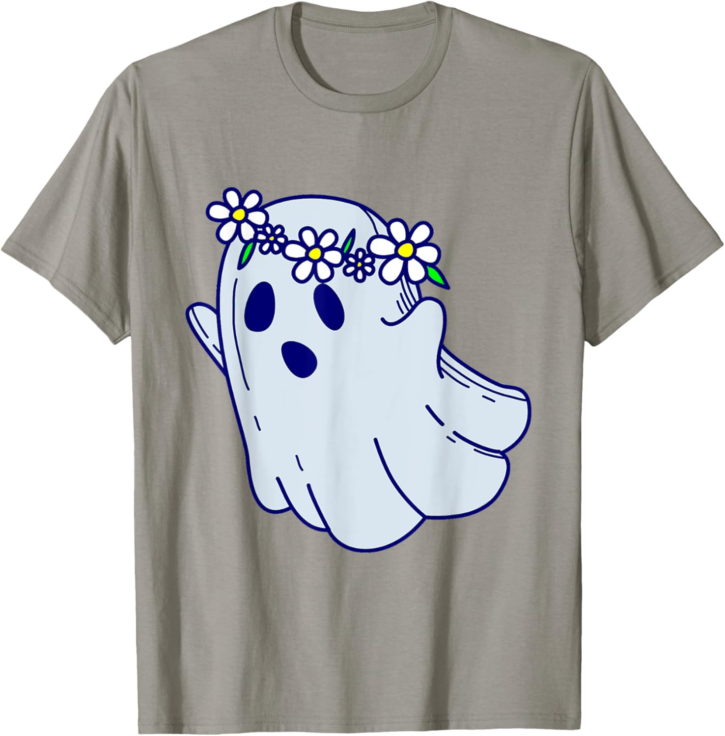 Groovy Halloween Ghost Boho Floral 1960s Goth T-Shirt for Spooky Style - 3