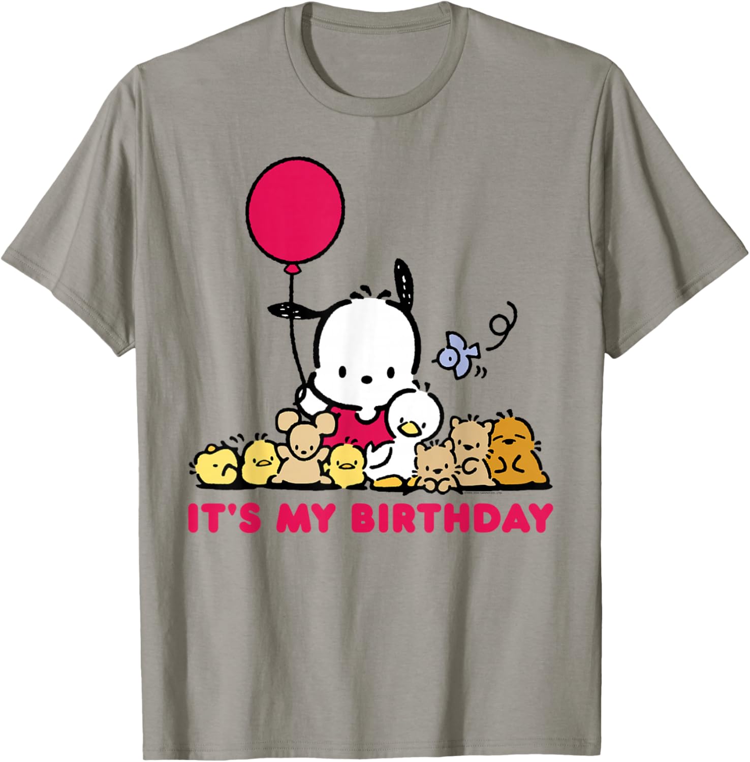Pochacco Birthday T-Shirt for Adults, Grey Short Sleeve Classic Fit - 13