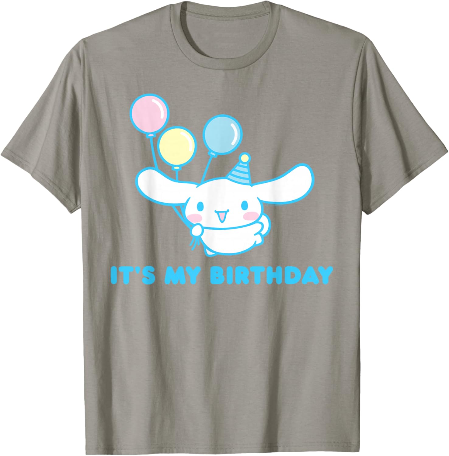 Sanrio Cinnamoroll Birthday T-Shirt for Adults - Blue Crew Neck Short Sleeve - 8