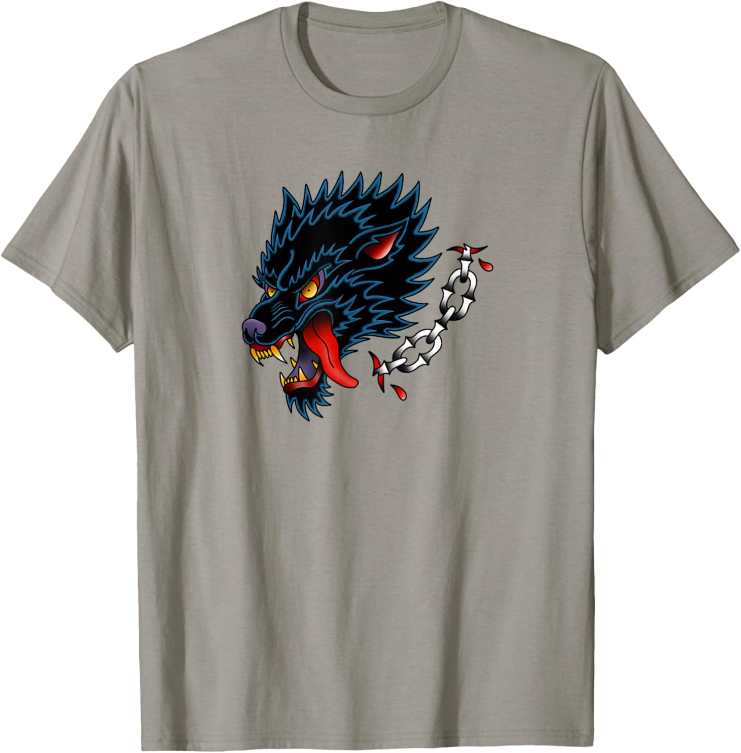 Old School Wolf Tattoo Design T-Shirt for Stylish Animal Lovers - 23