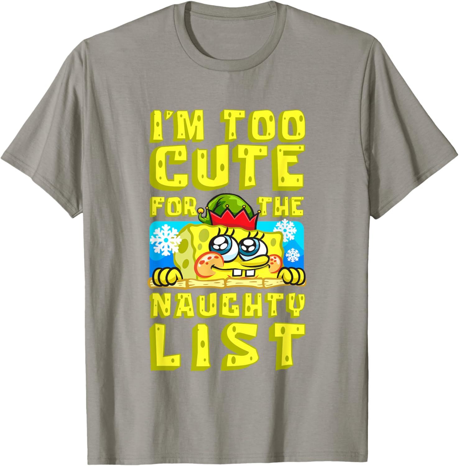 SpongeBob Christmas I'm Too Cute for the Naughty List T-Shirt Gift - 10