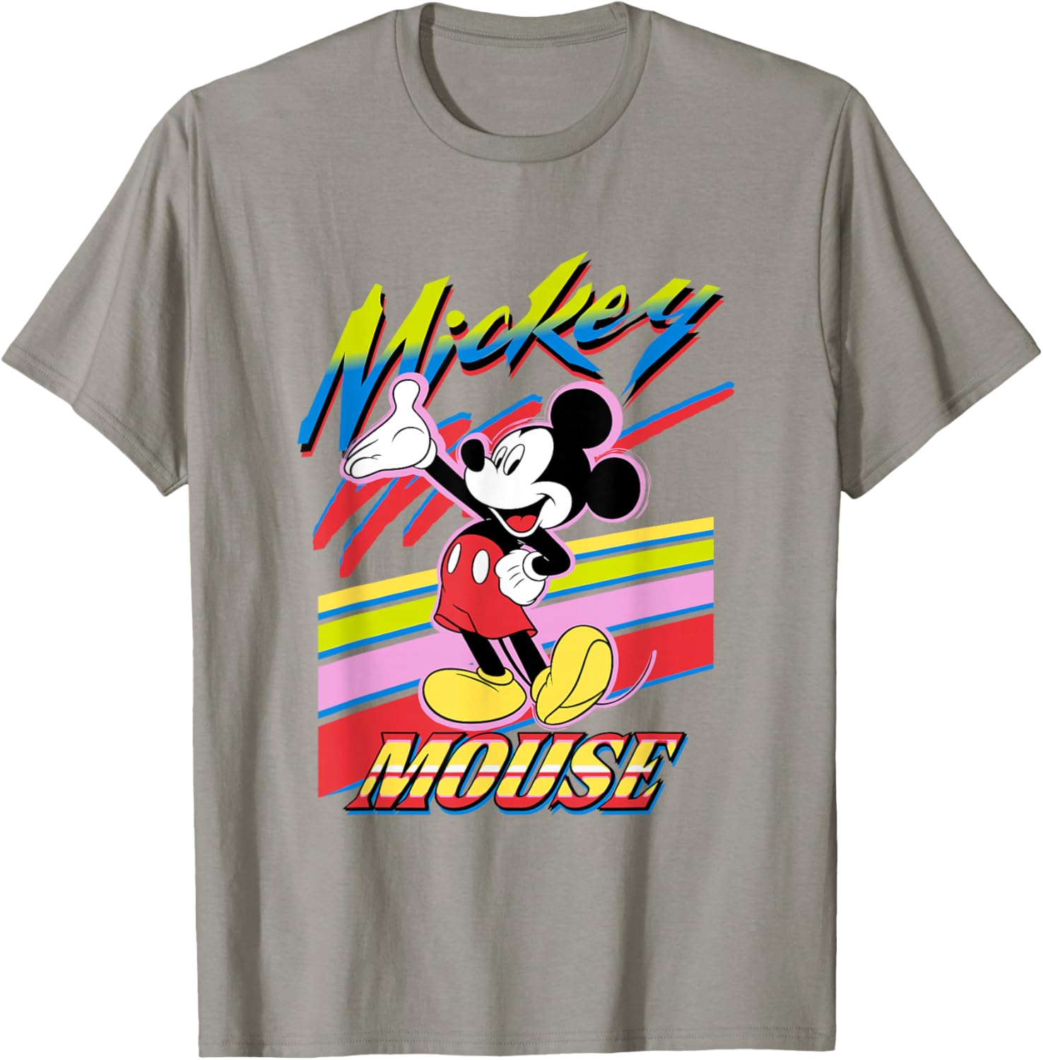 Vintage Disney Mickey and Friends Rainbow Stripes T-Shirt for Fun Style - 3