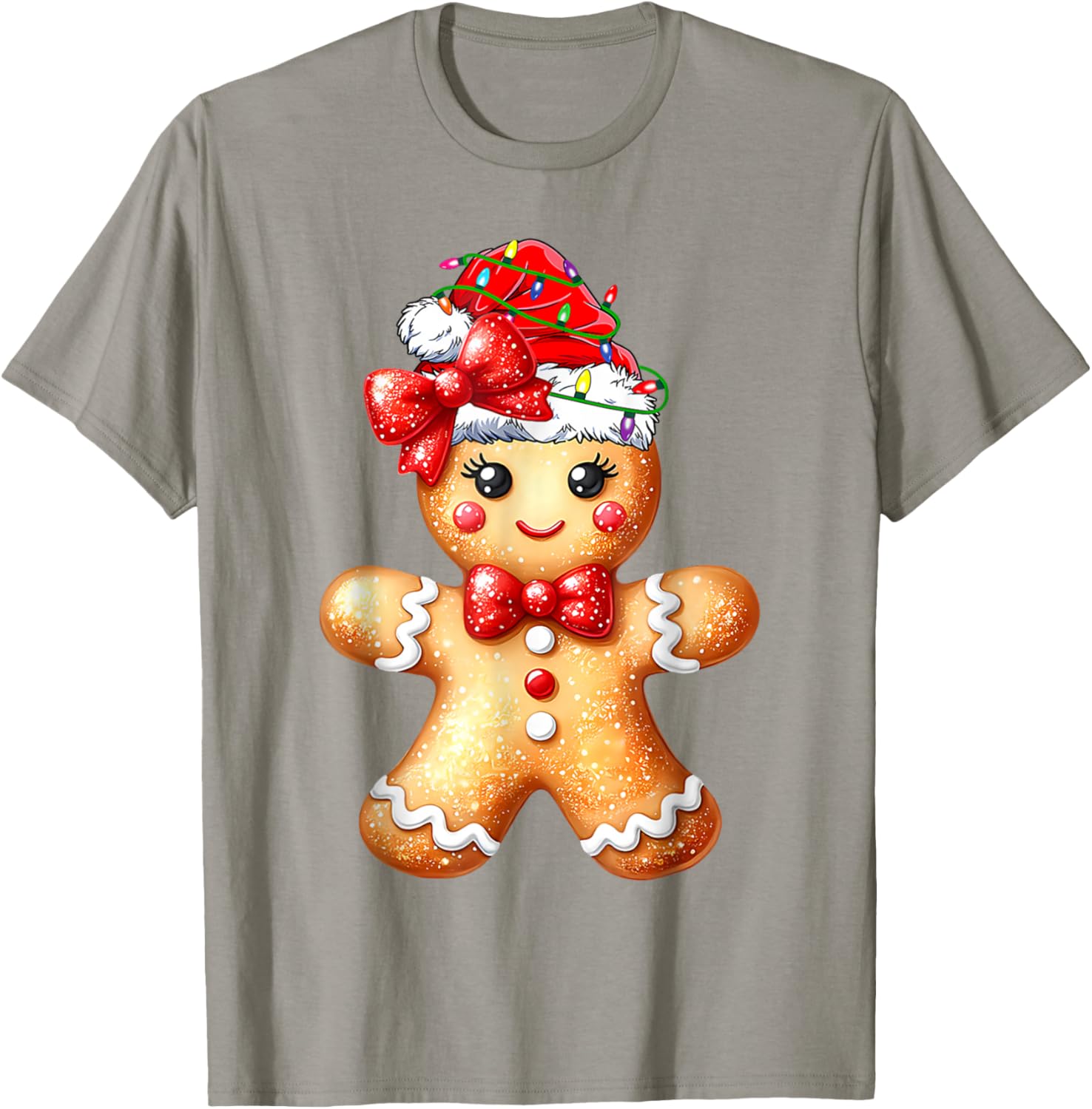 Merry Christmas Gingerbread Santa T-Shirt for Girls and Women - 7