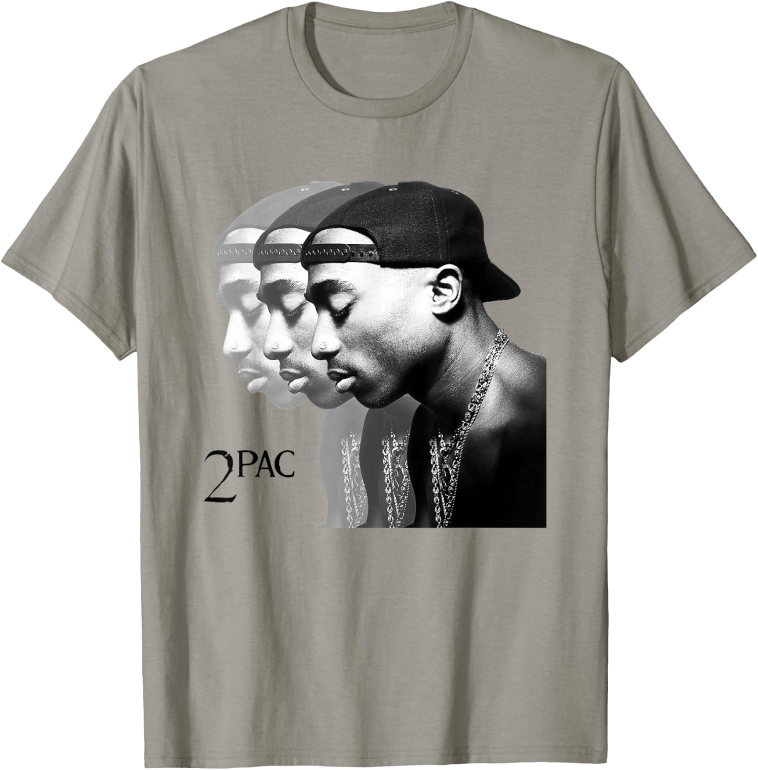 Tupac Shakur Unisex Repeat T-Shirt in Blue, Short Sleeve Cotton Blend - 3