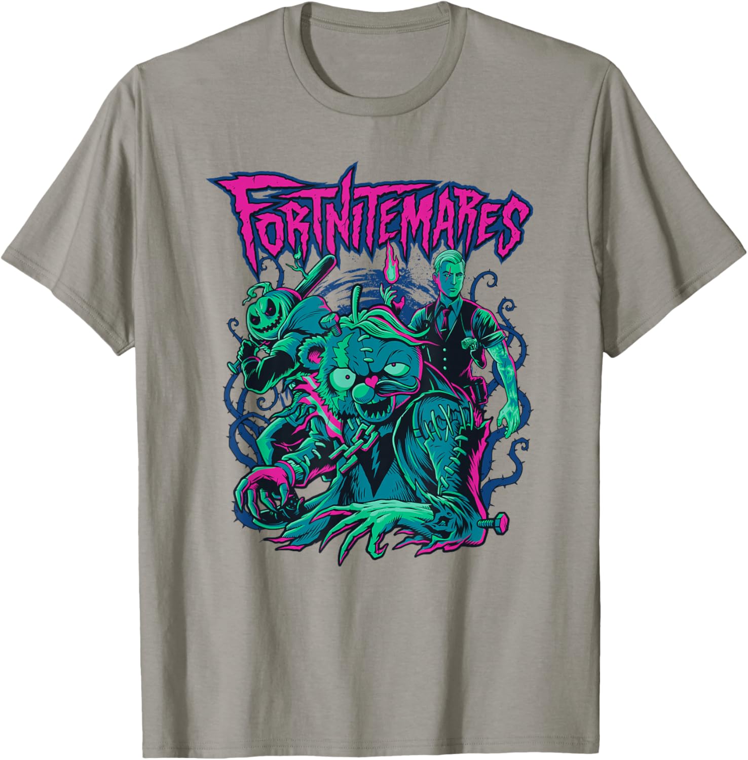 Fortnite Halloween Fortnitemares Retro Horror Group Shot T-Shirt for Fans - 3