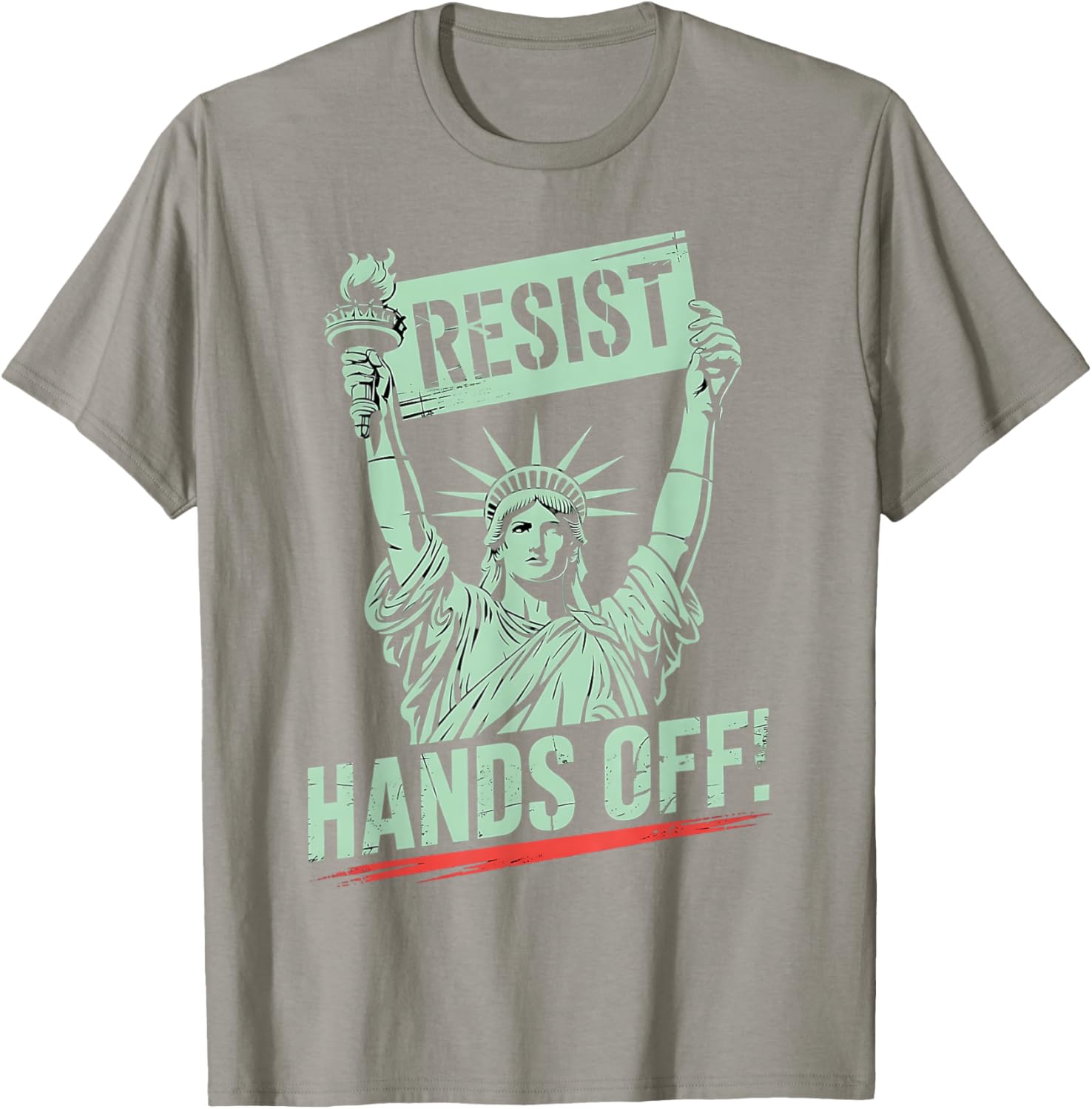 Statue of Liberty Resist Hands Off Graphic T-Shirt for Protest Awareness - 4