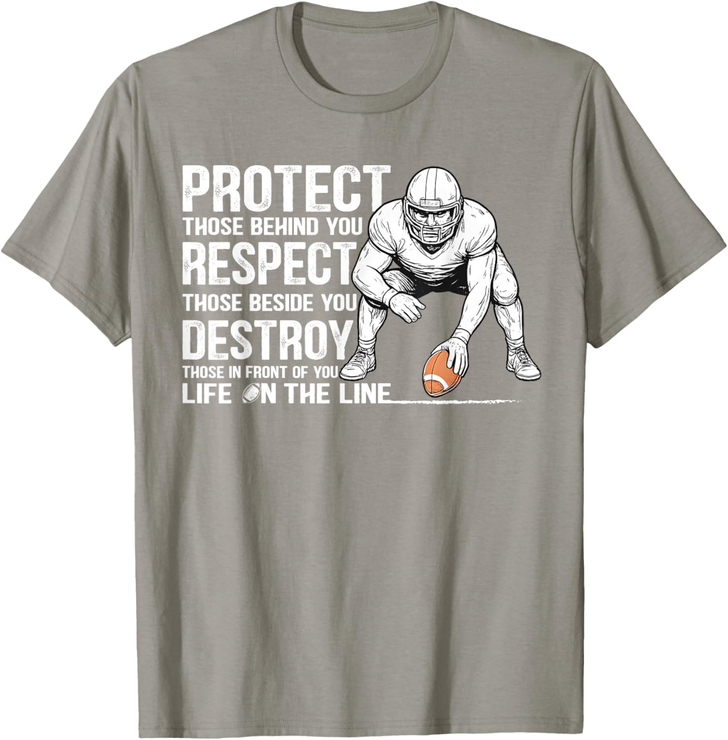 Vintage Protect Respect Destroy Offensive Lineman Football T-Shirt - 16