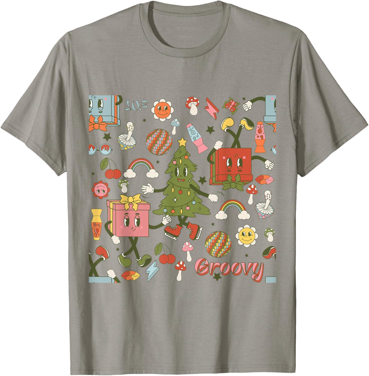 Retro 1970s Disco Christmas Tree Ugly Xmas T-Shirt for Fun Holiday Style - 5